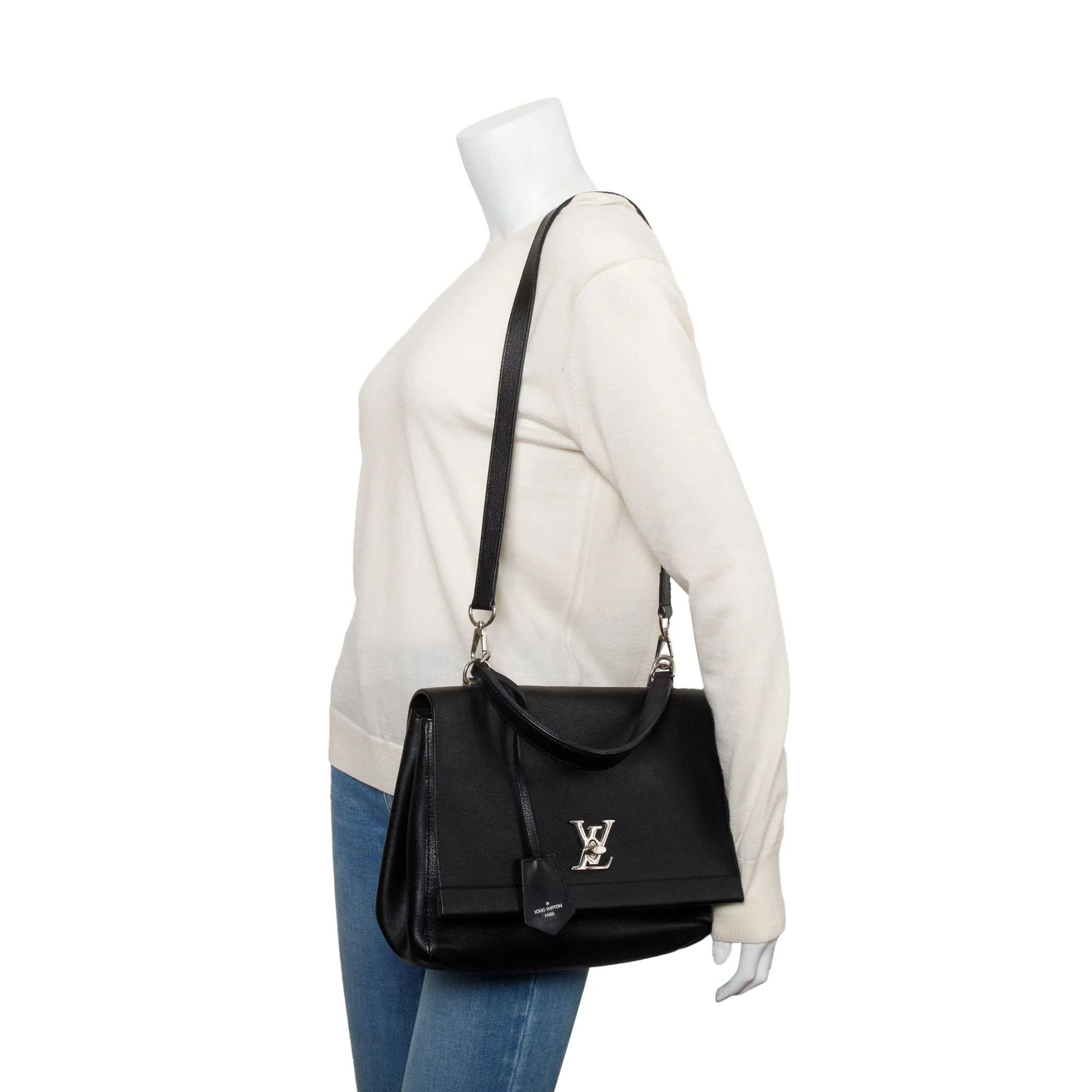 Louis Vuitton Black Leather LockMe II Top Handle Bag - Image 3
