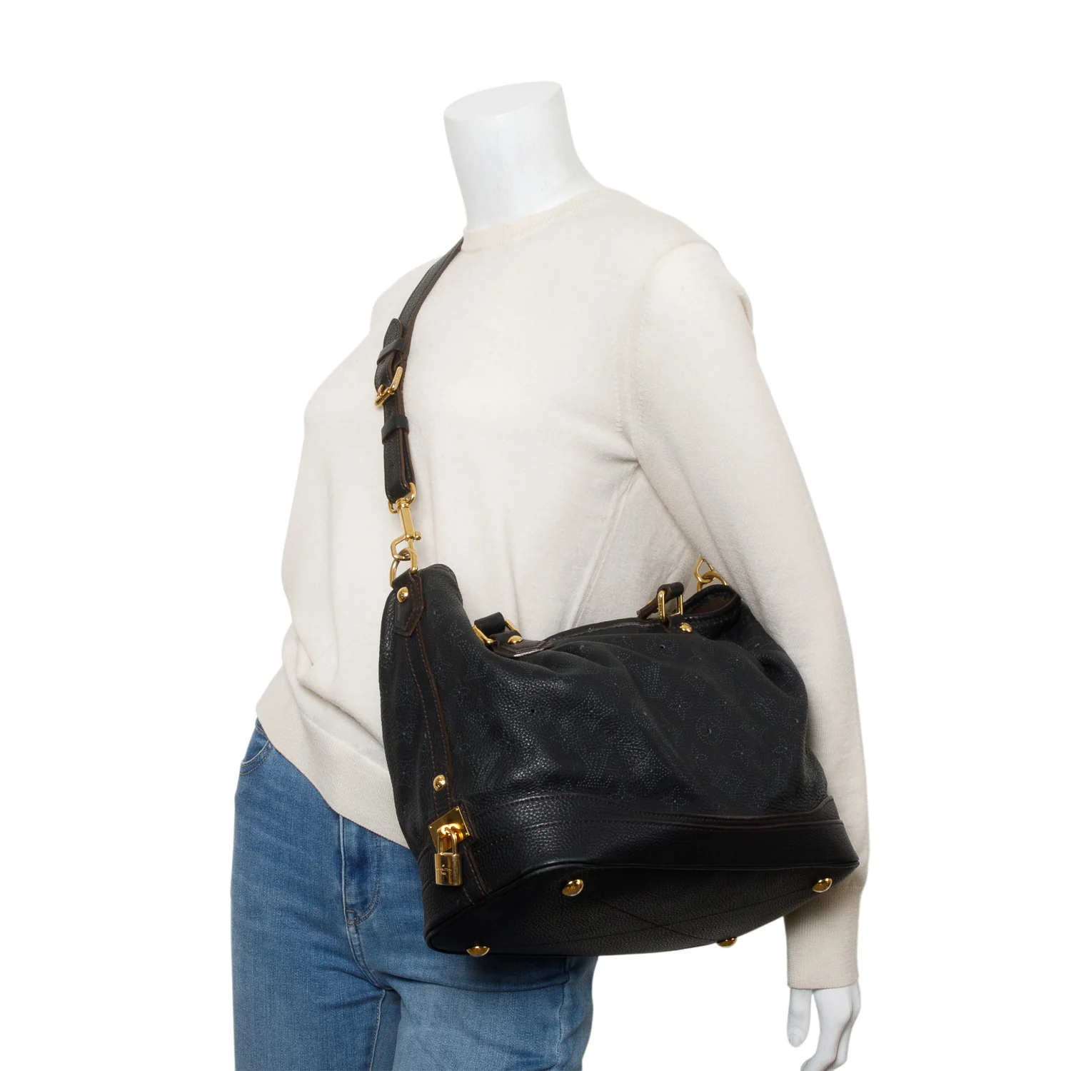 Louis Vuitton Black Leather Mahina Stella PM w/ Box, Strap & Receipt - Image 2