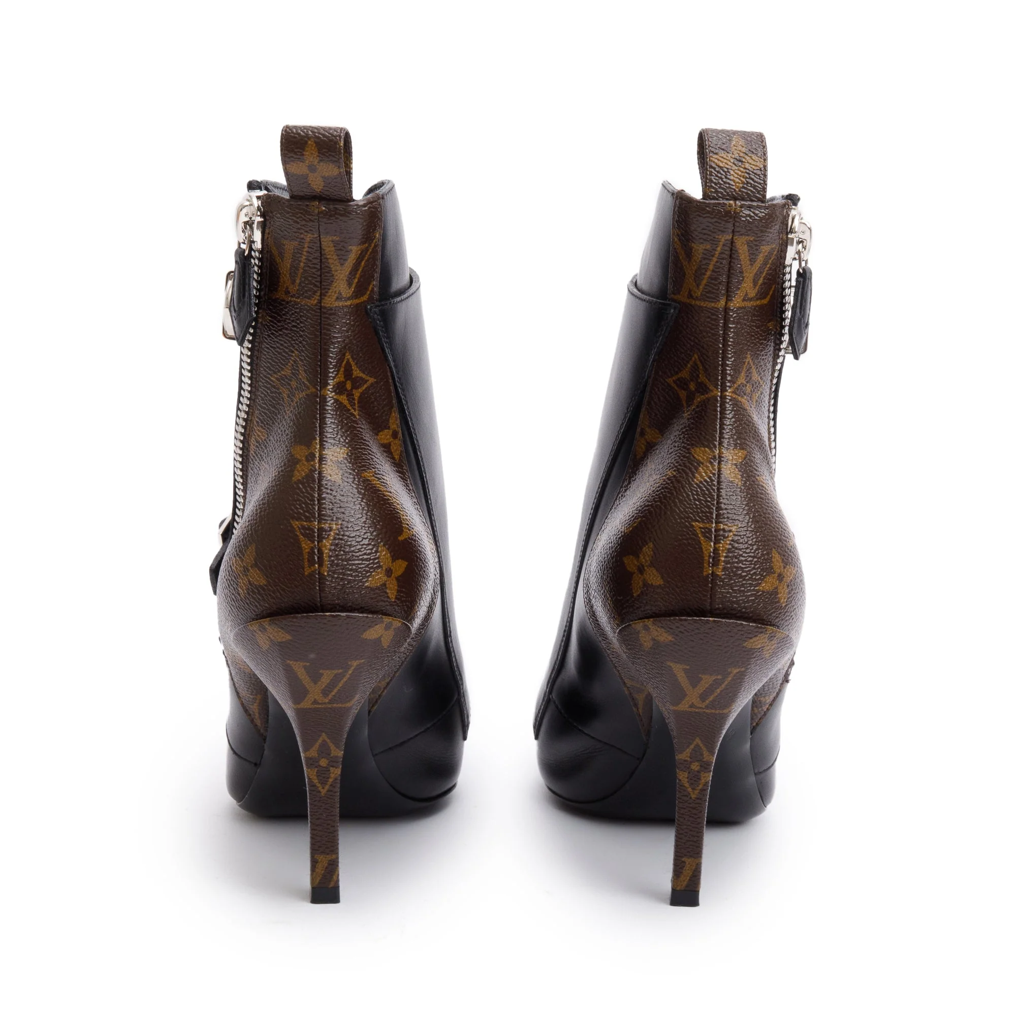 Louis Vuitton Black Leather Monogram Janet Ankle Boots, Size 40 w/ Box - Image 5