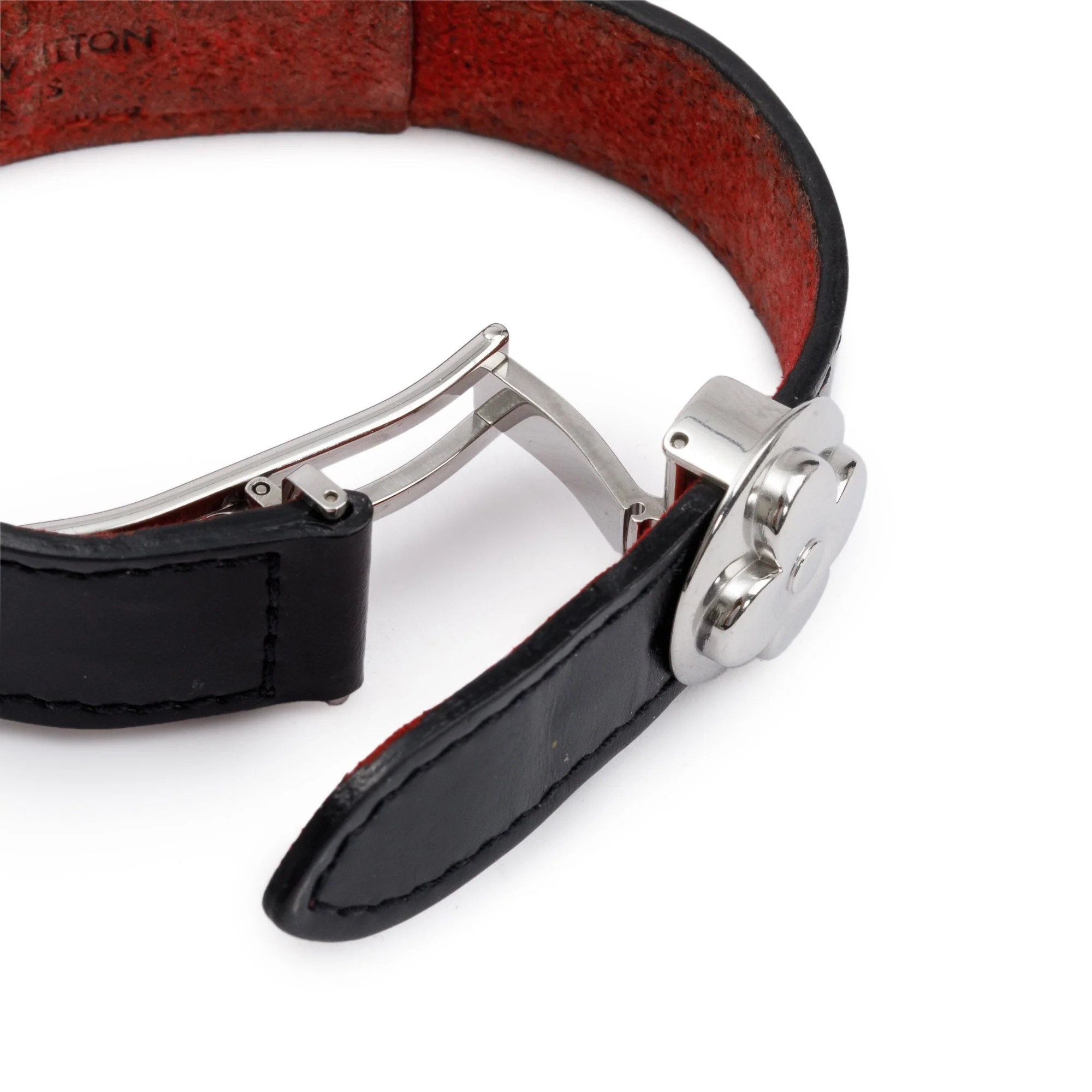 Louis Vuitton Black Leather Monogram Wish Bracelet - Image 2