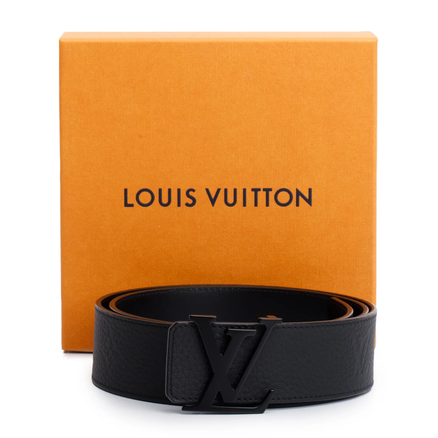Louis Vuitton Black Monochrome LV Taurillon Reversible Belt 85 34 w/ Box - Image 2
