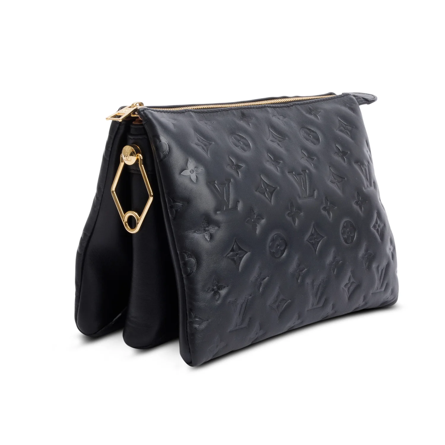 Louis Vuitton Black Monogram Embossed Lambskin Leather Coussin MM w/ Straps - Image 6