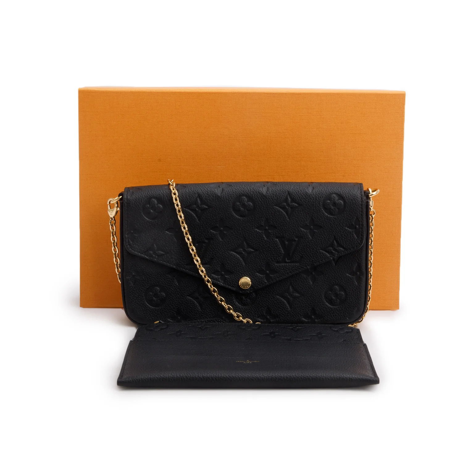 Louis Vuitton Black Monogram Empreinte Leather Felicie Pochette w/ Box & Inserts - Image 2