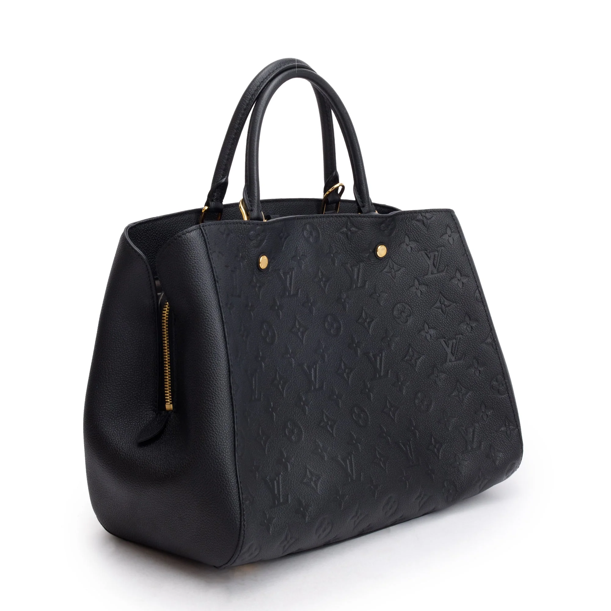 Louis Vuitton Black Monogram Empreinte Leather Montaigne GM w/ Strap & Box - Image 3