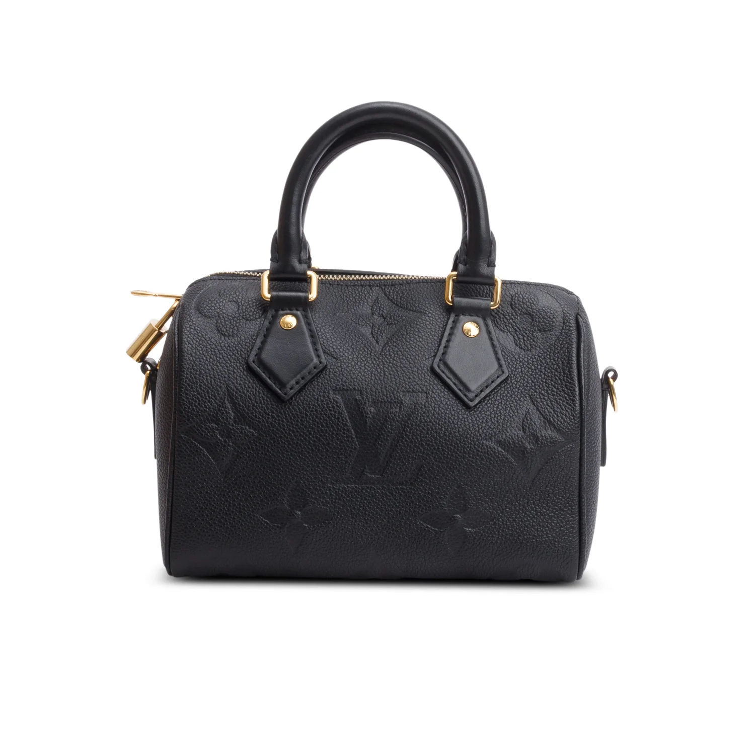Louis Vuitton Black Monogram Empreinte Leather Speedy Bandouliere 20 w/ Strap & Box - Image 4