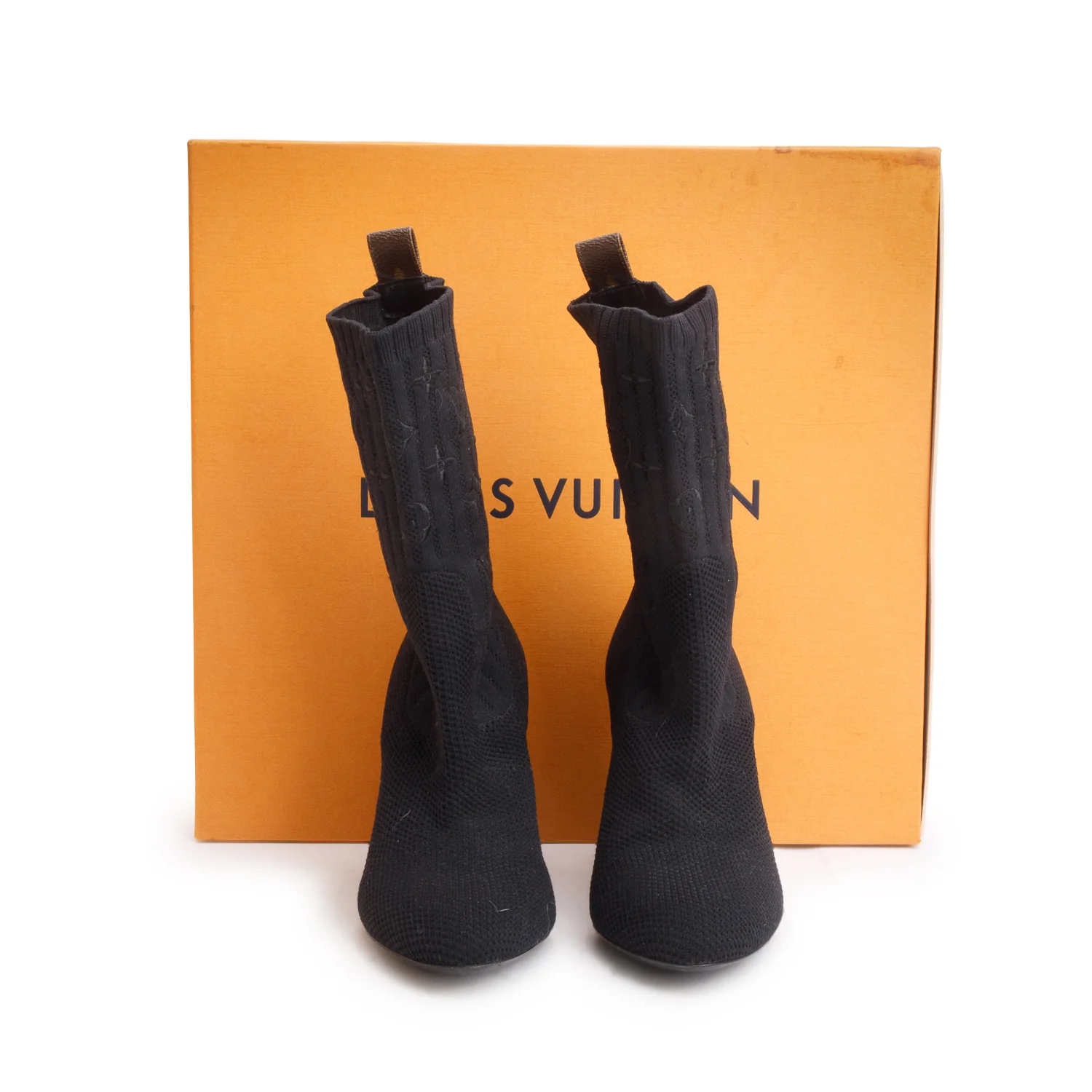 Louis Vuitton Black Monogram Stretch Fabric Silhouette Boot, Women's Size 37 w/ Box - Image 2