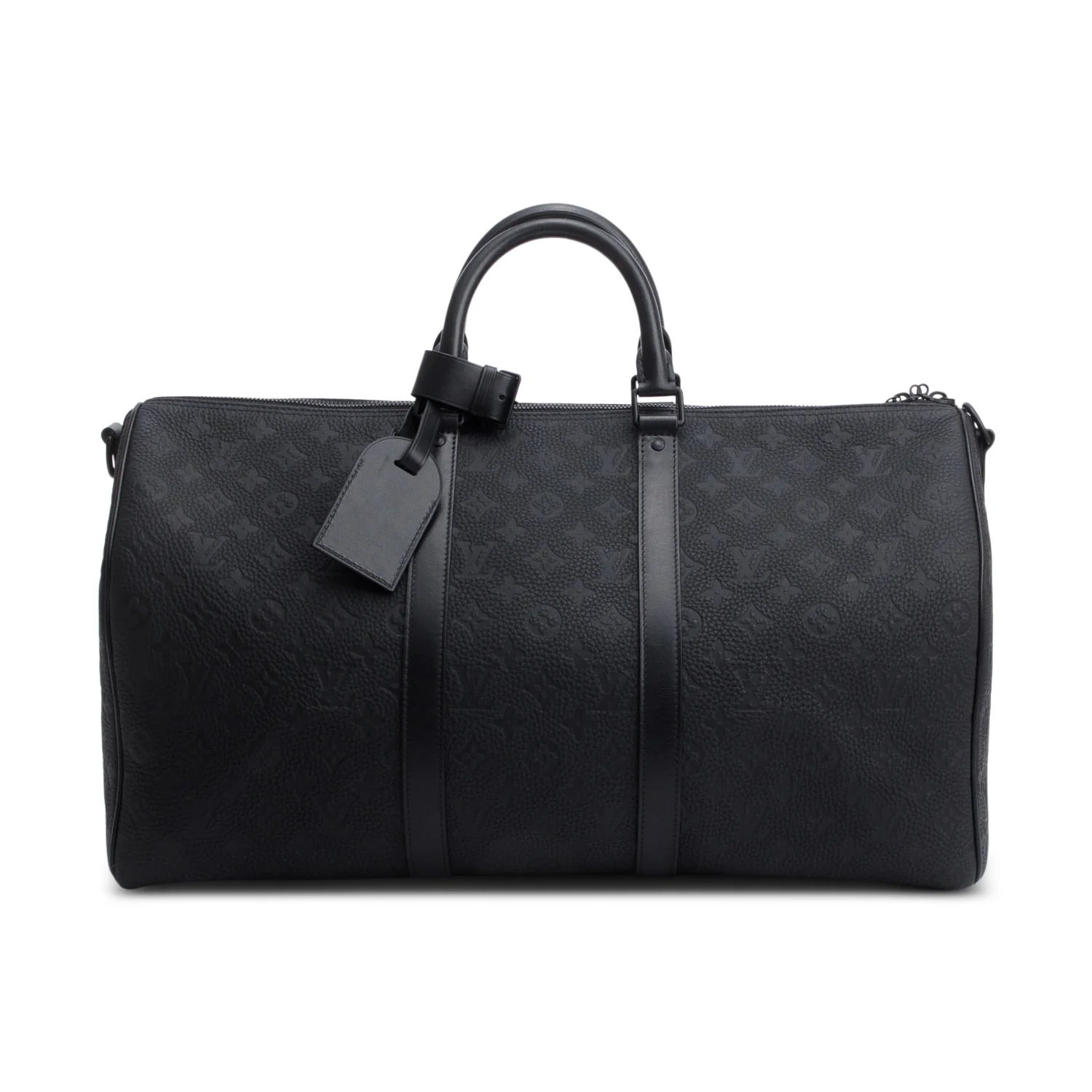 Louis Vuitton Black Monogram Taurillon Embossed Leather Keepall Bandouliere 50 w/ Strap - Image 3