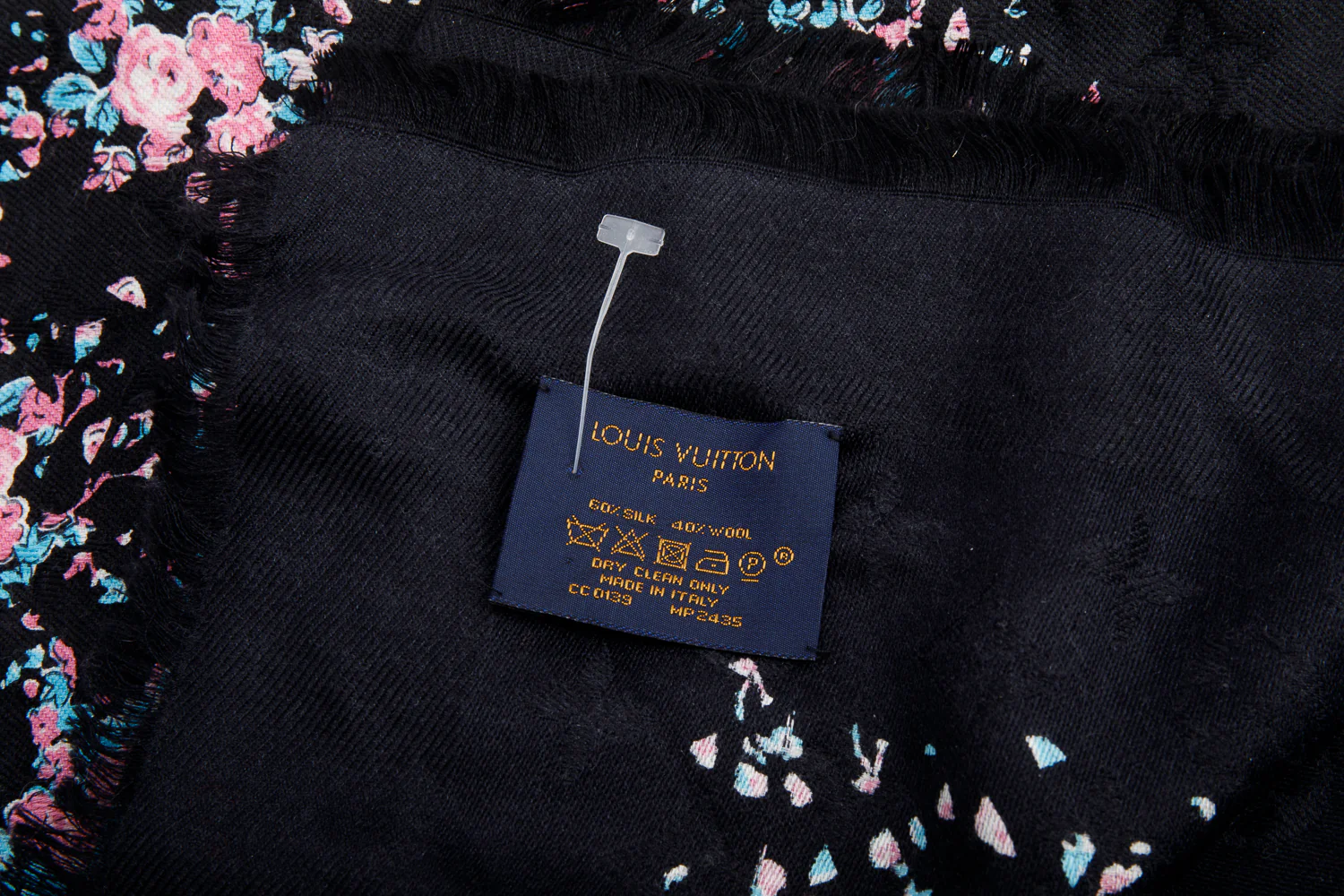 Louis Vuitton Black Multicolor Monogram Silk/Wool LVberty Shawl Scarf - Image 3