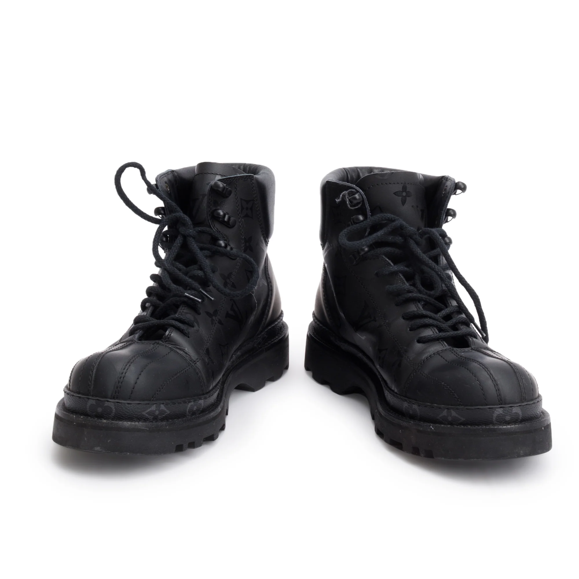 Louis Vuitton Black Shadow Monogram Eclipse Ranger Ankle Boots, Size 8 - Image 3