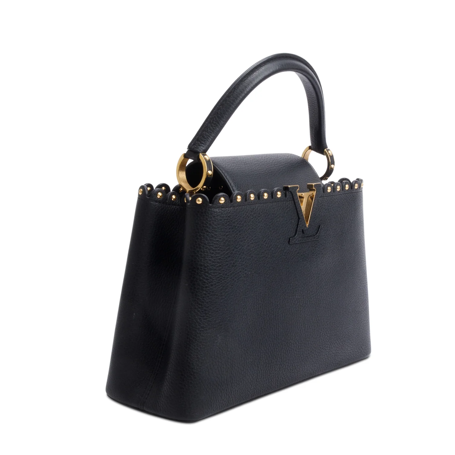 Louis Vuitton Black Taurillon Studded Capucines MM w/ Strap - Image 4