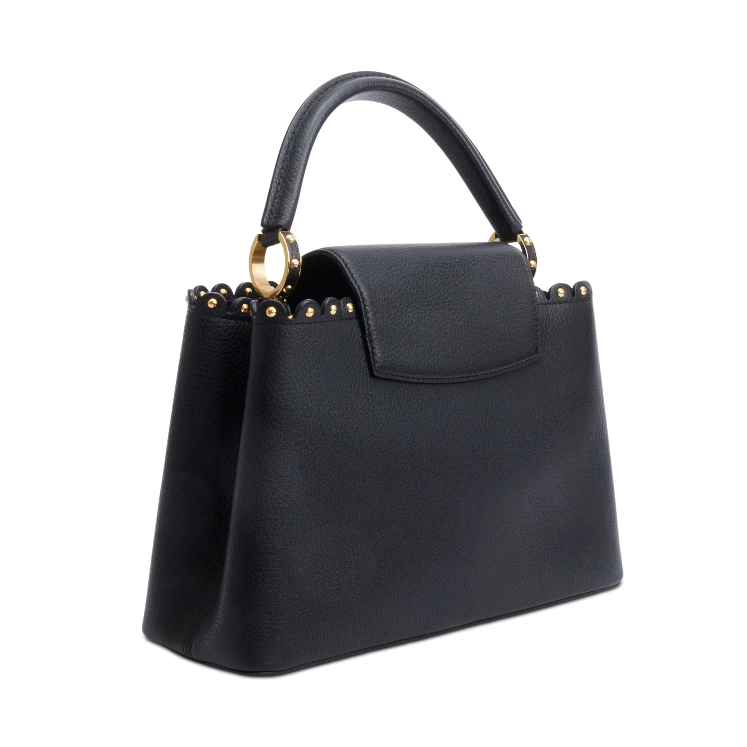 Louis Vuitton Black Taurillon Studded Capucines MM w/ Strap - Image 6