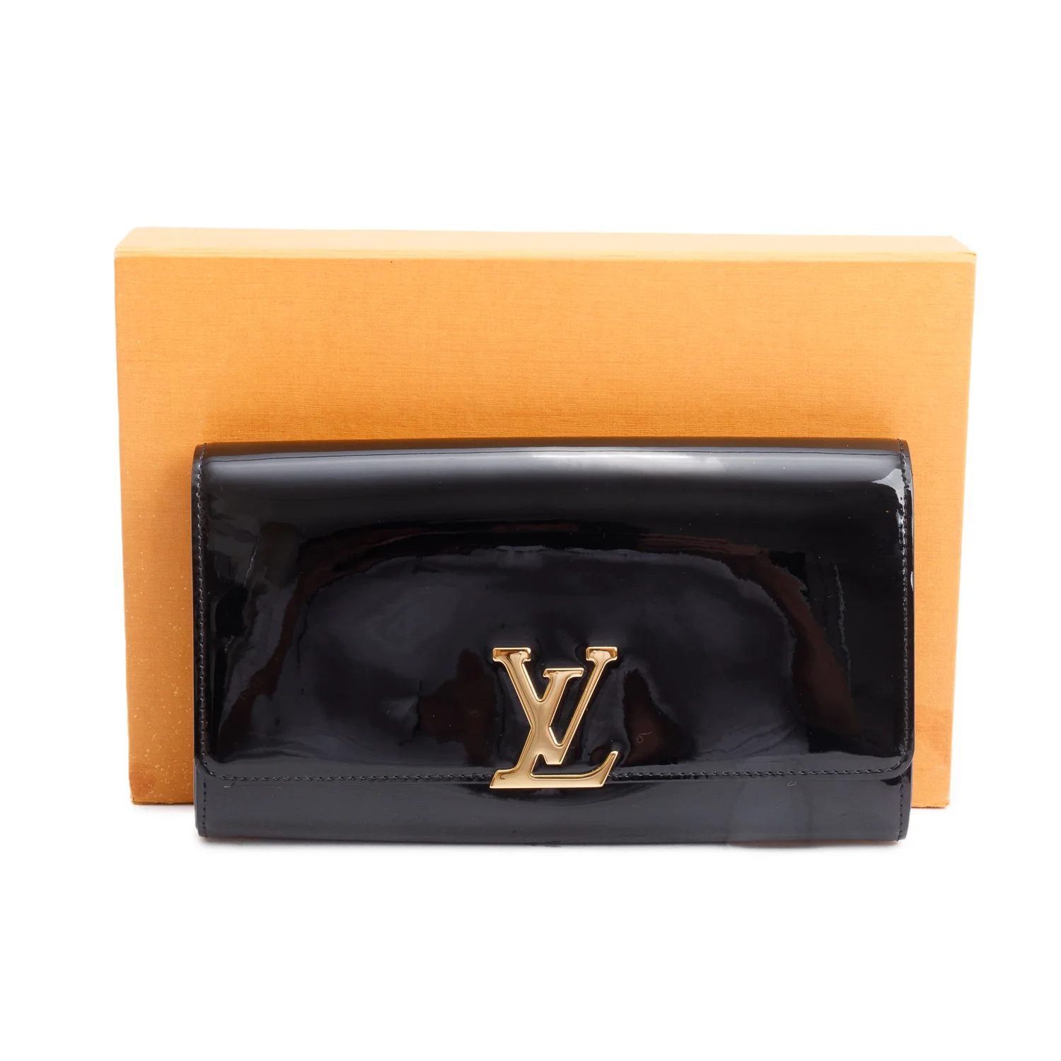 Louis Vuitton Black Vernis Signature Louise Clutch w/ Box - Image 2