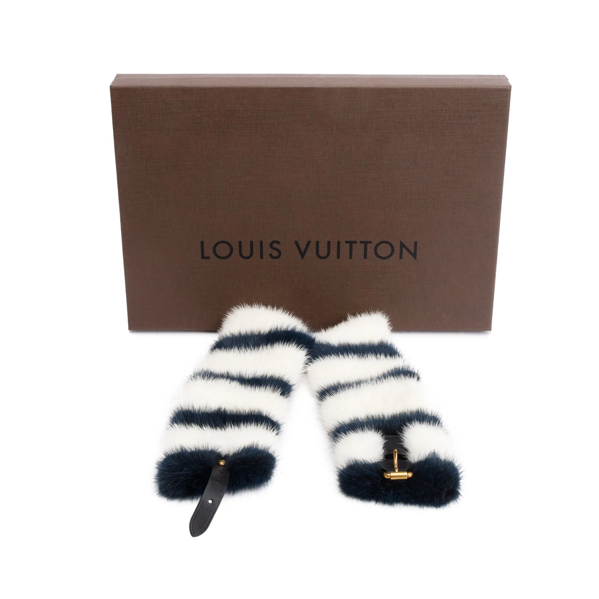 Louis Vuitton Black/White Mink Dickey Scarf w/ Box - Image 3