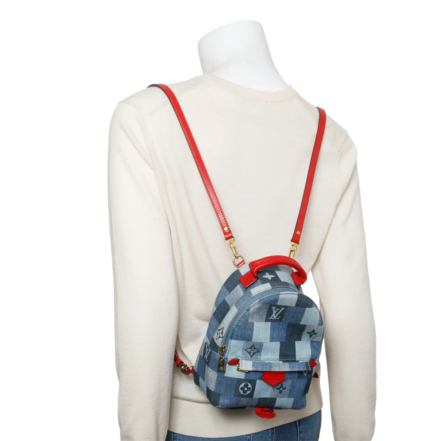 Louis Vuitton Blue Damier Denim Palm Springs Mini Backpack - Image 2