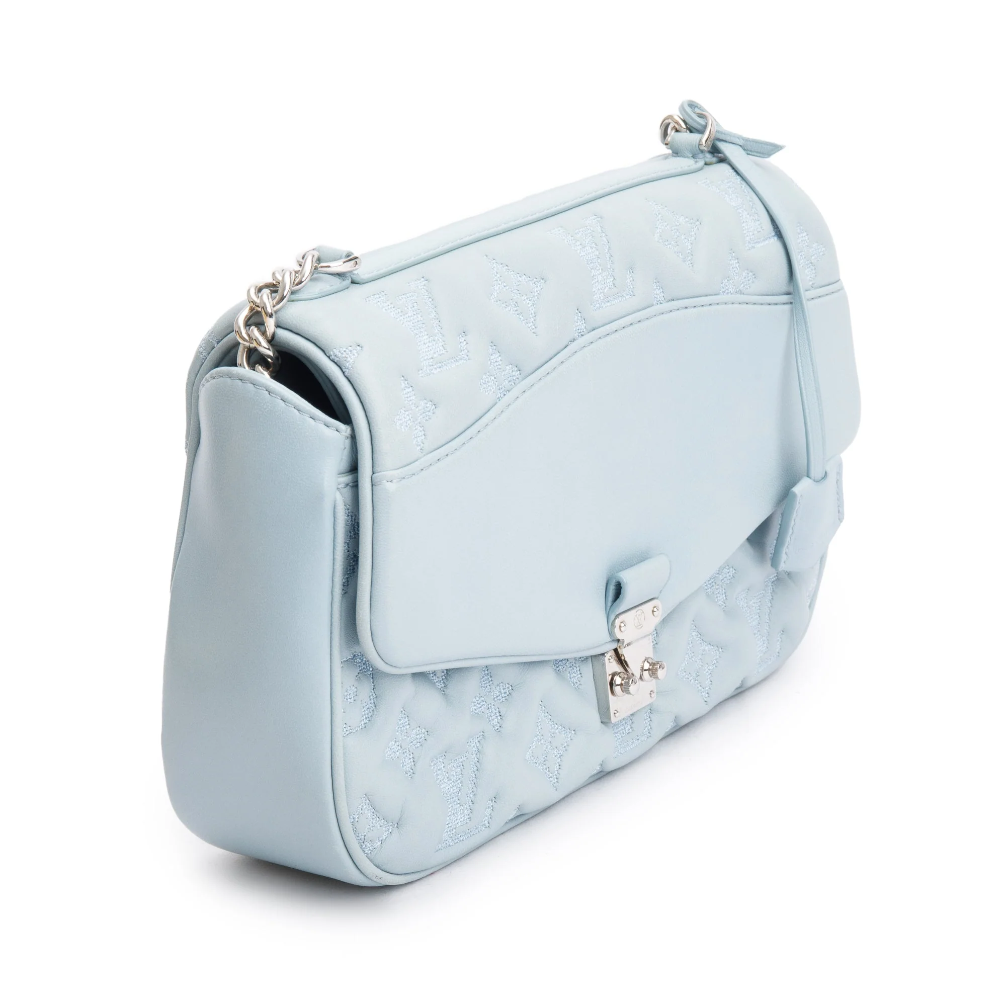Louis Vuitton Blue Lambskin Mama Broderie Bag - Image 4