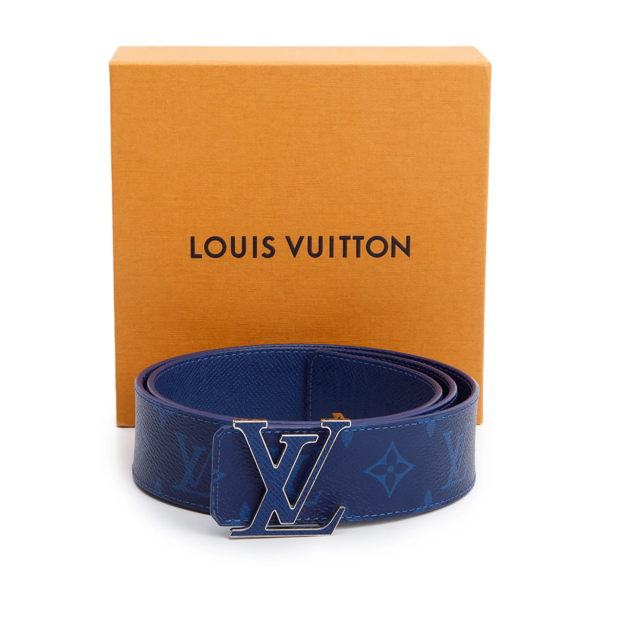 Louis Vuitton Blue Monogram Canvas LV Initiales 40 MM Reversible Belt, Size 90 36 w/ Box) - Image 2