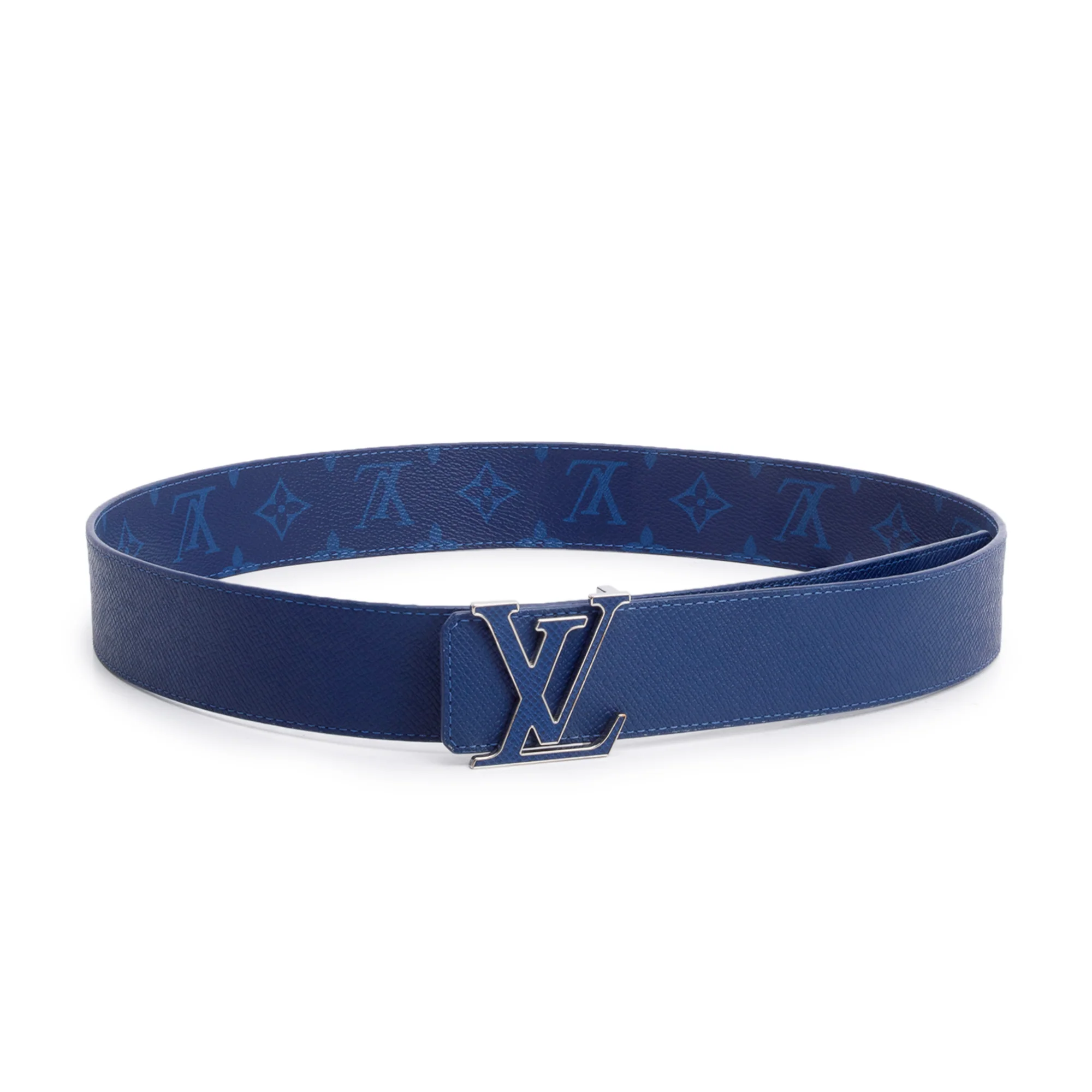 Louis Vuitton Blue Monogram Canvas LV Initiales 40 MM Reversible Belt, Size 90 36 w/ Box) - Image 3