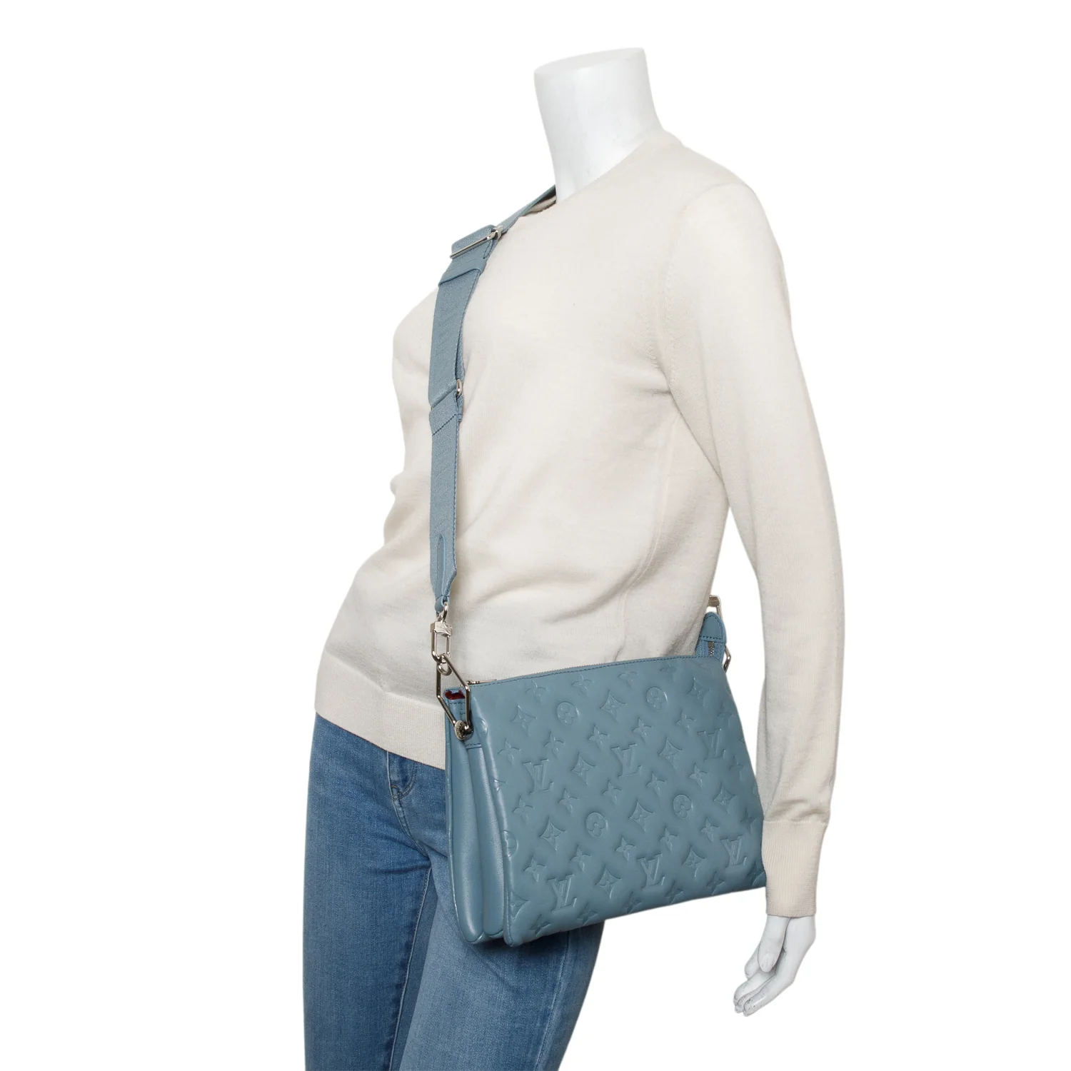 Louis Vuitton Blue Monogram Embossed Lambskin Leather Coussin PM w/ Straps - Image 2