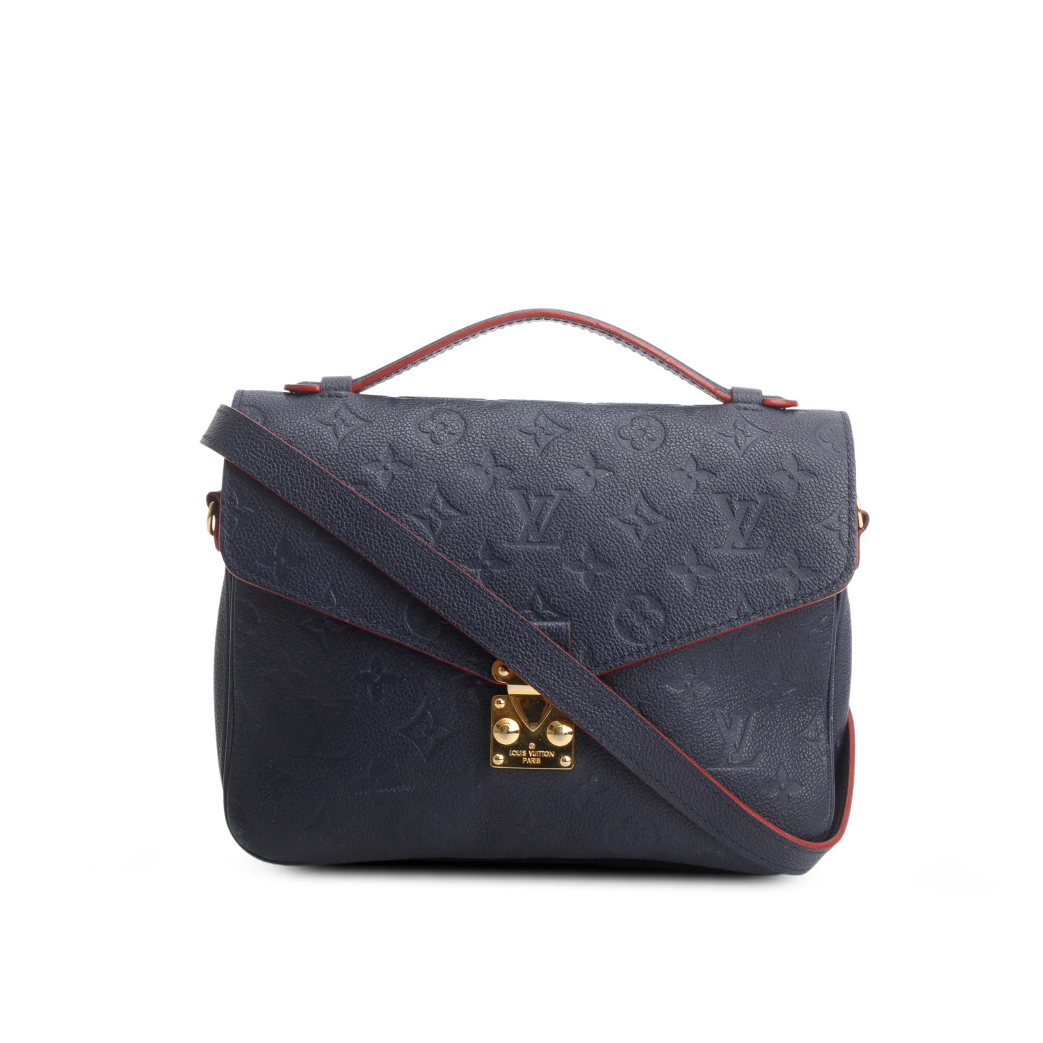 Louis Vuitton Blue Monogram Empreinte Leather Pochette Metis w/ Strap