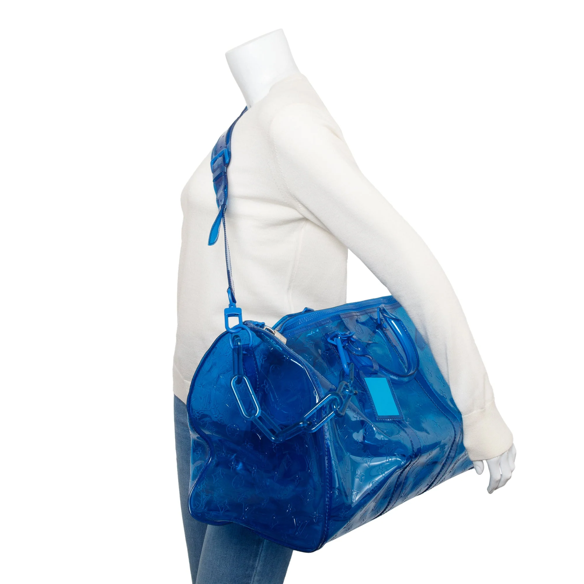 Louis Vuitton Blue Monogram Prism Keepall Bandouliere 50 - Image 2
