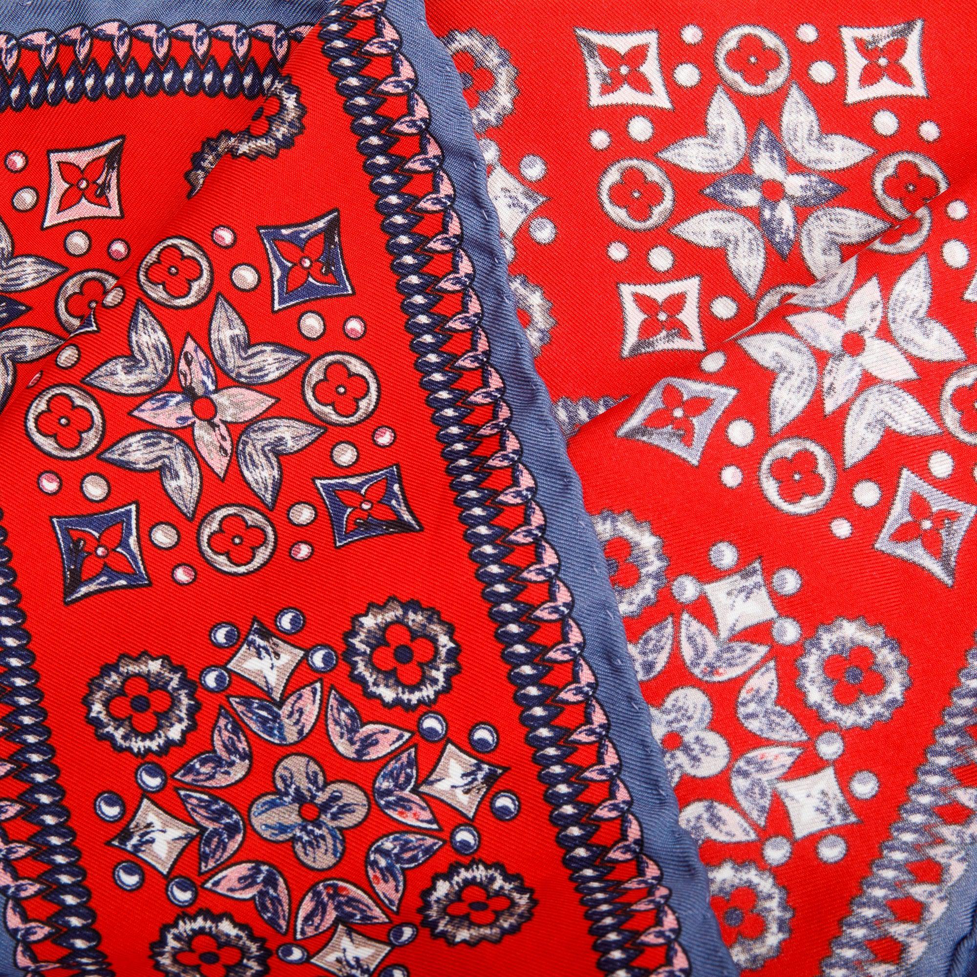 Louis Vuitton Blue Wrap Monogram Flower Silk Scarf - Image 3