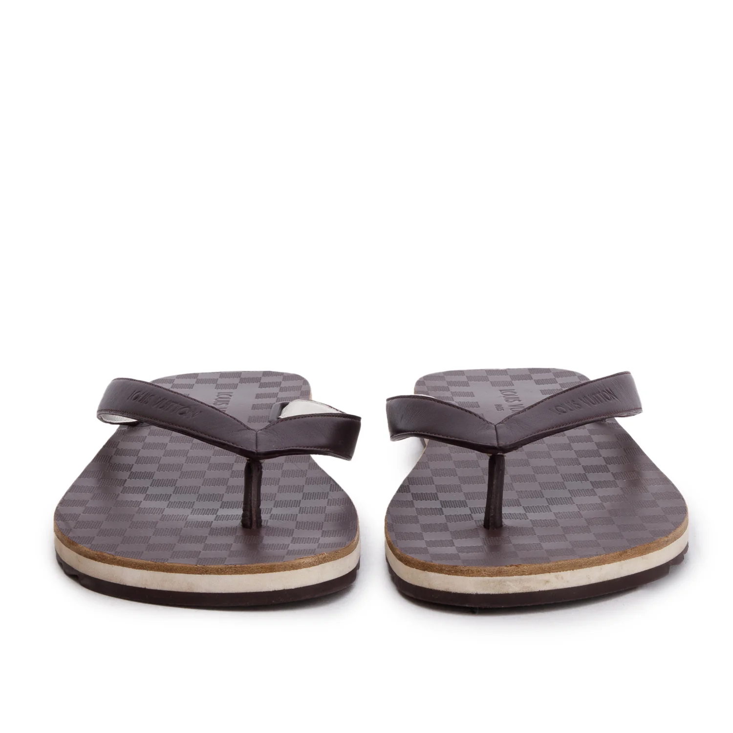 Louis Vuitton Brown Leather Flip Flops, Men's Size 10 w/ Box - Image 4