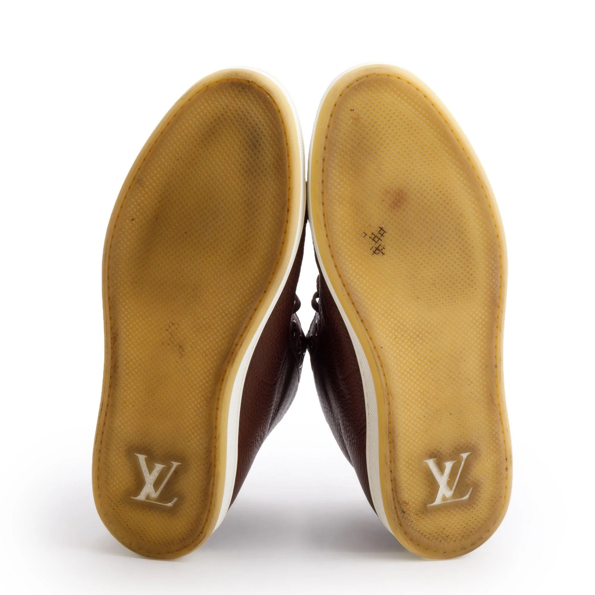 Louis Vuitton Brown Leather Surfside High-Top Sneakers, Size 8 w/ Box - Image 7
