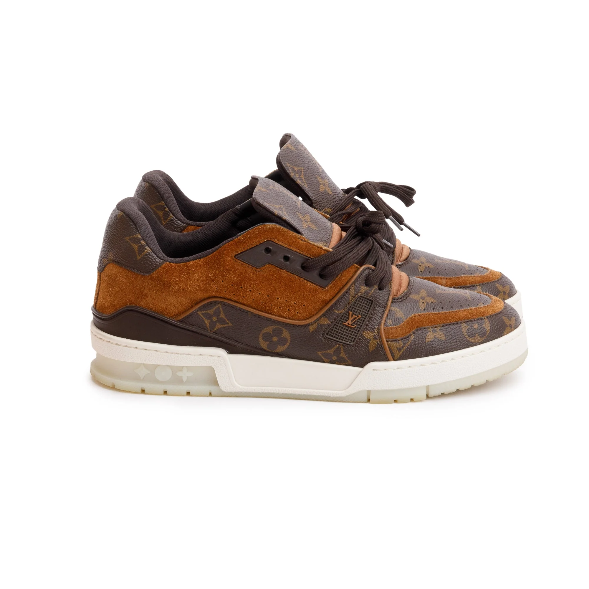 Louis Vuitton Brown Monogram Canvas Suede Calf LV Trainer Sneakers, Size 6 w/ Box & Receipt - Image 5