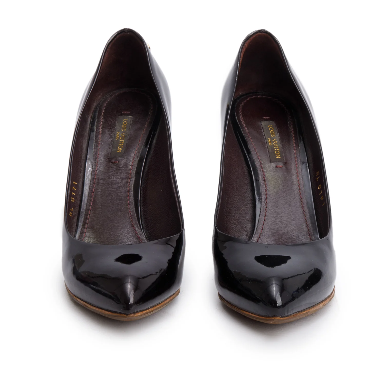 Louis Vuitton Burgundy Patent Leather Lock Me Pumps, Size 37