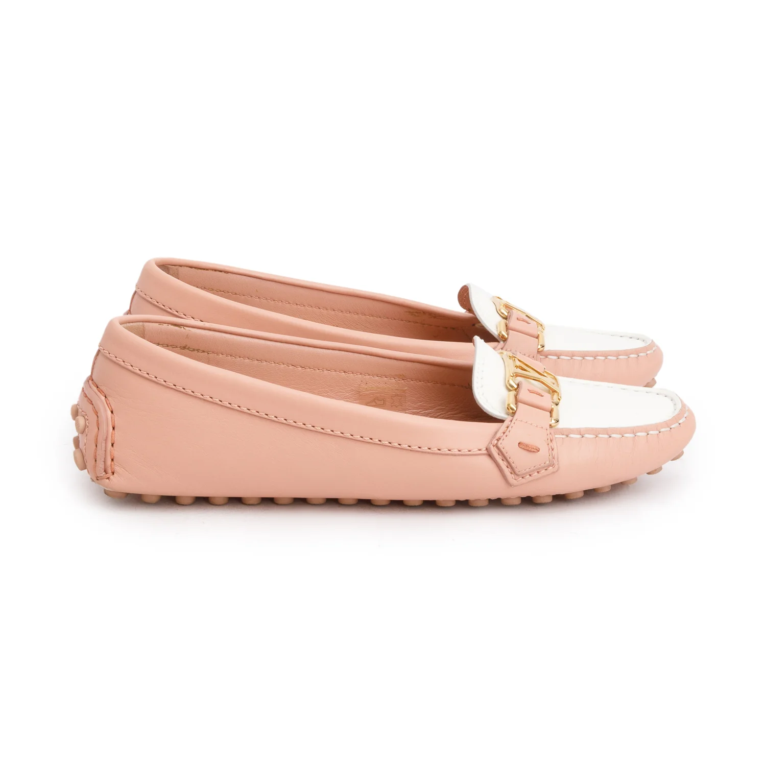 Louis Vuitton Calfskin Pink/White Monte Carlo Car Mocassin Women's Size 37 w/ Box - Image 3