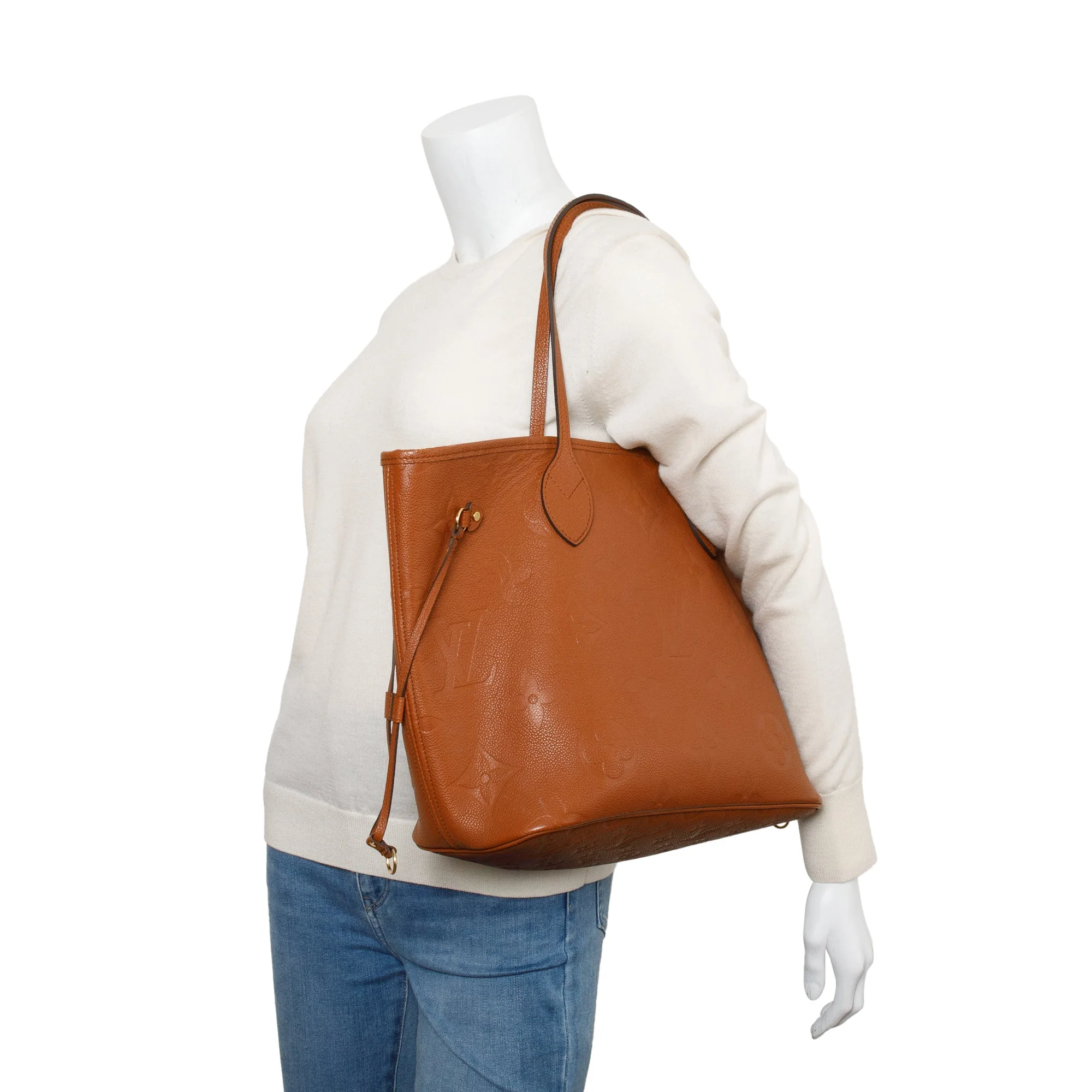 Louis Vuitton Congac Monogram Giant Empreinte Leather Neverfull MM w/ Pouch - Image 2