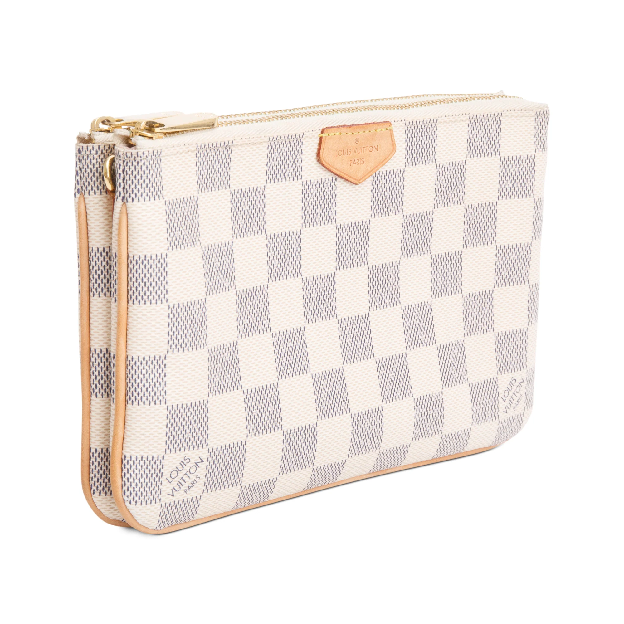 Louis Vuitton Damier Azur Double Zip Pochette w/ Strap - Image 4