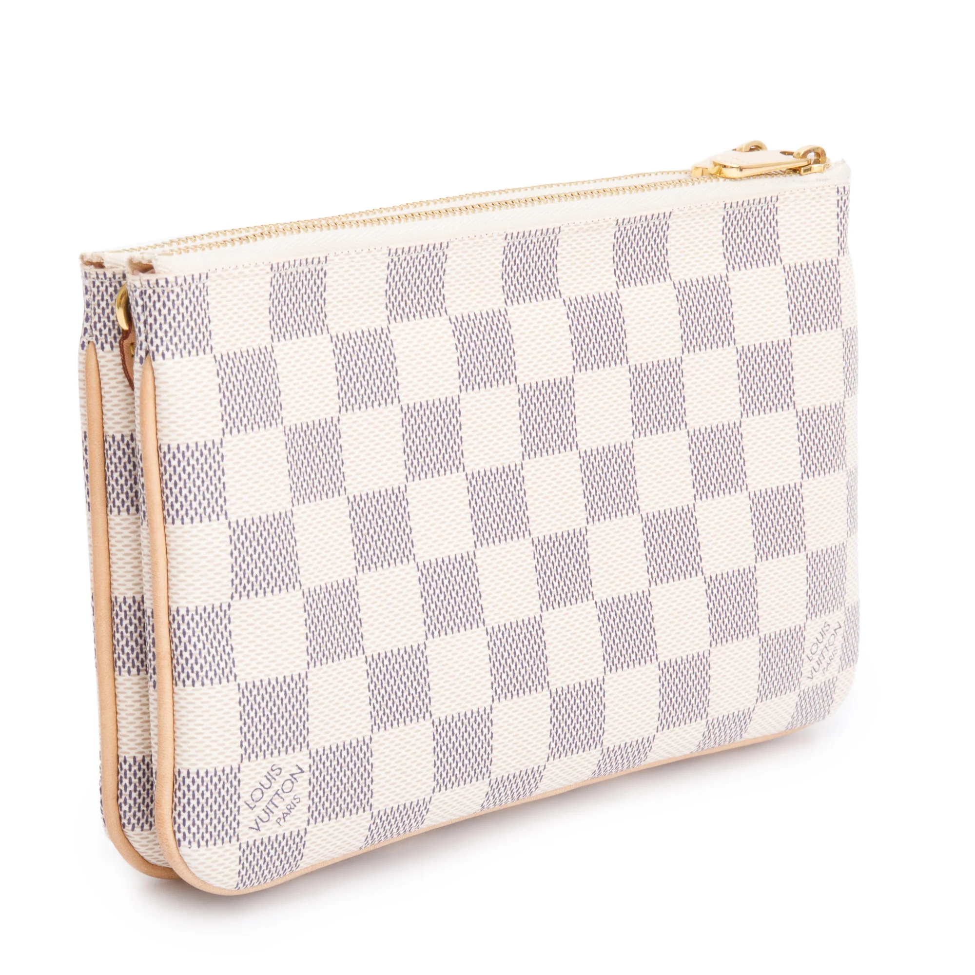 Louis Vuitton Damier Azur Double Zip Pochette w/ Strap & Box - Image 6