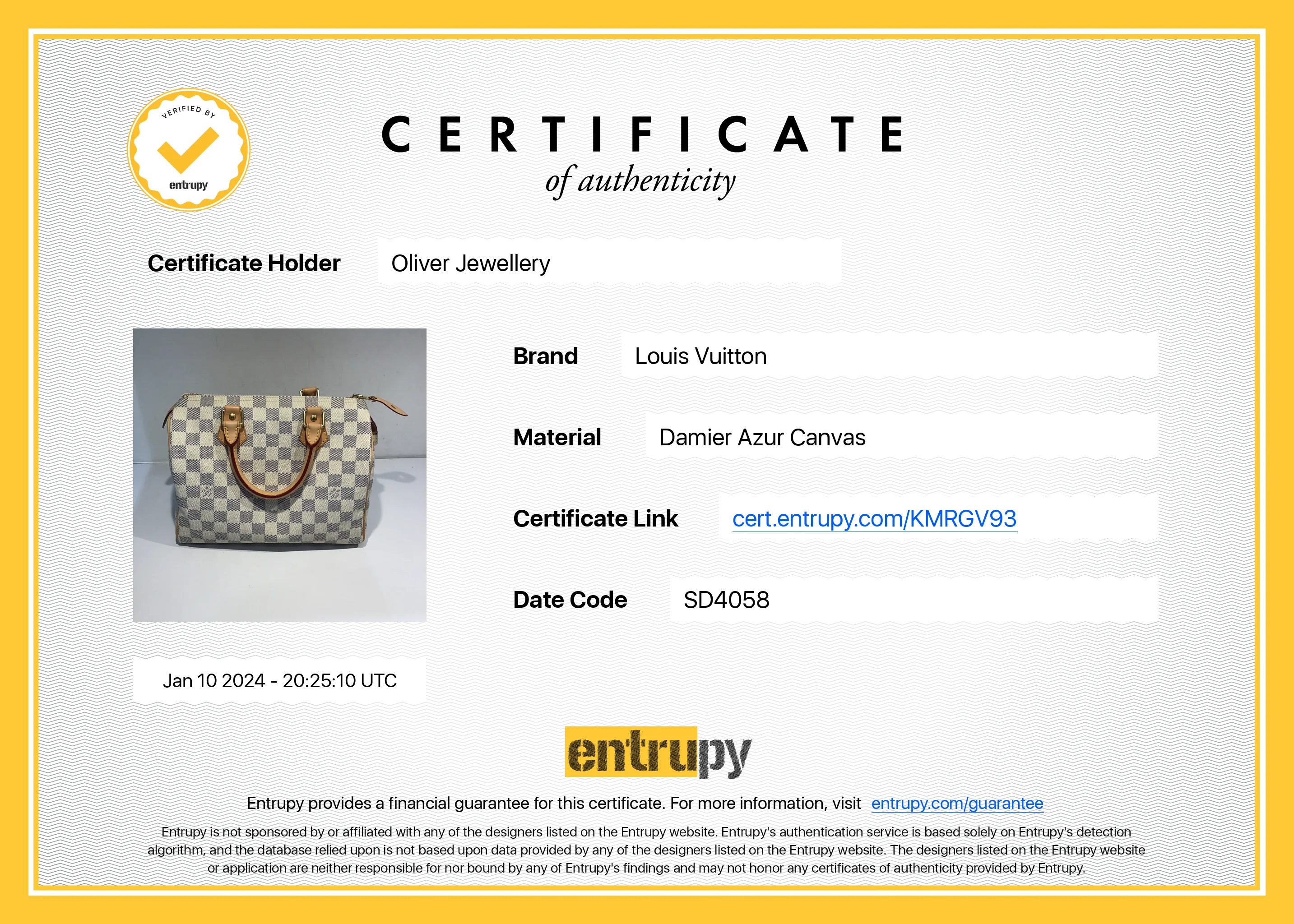 Louis Vuitton Damier Azur Speedy 25 - Image 8