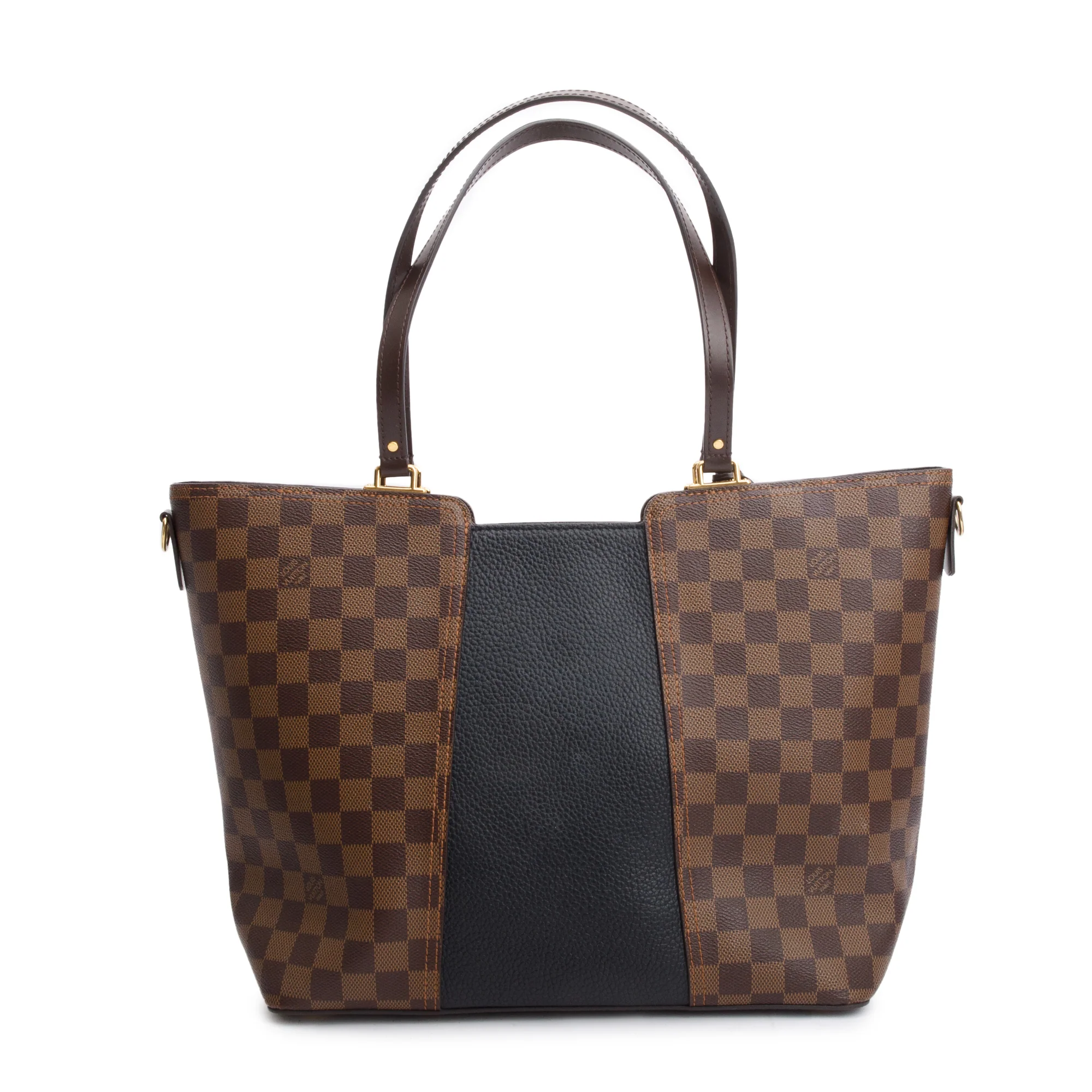 Louis Vuitton Damier Ebene Black Taurillon Leather Trim Jersey Tote w/ Strap & Box - Image 5