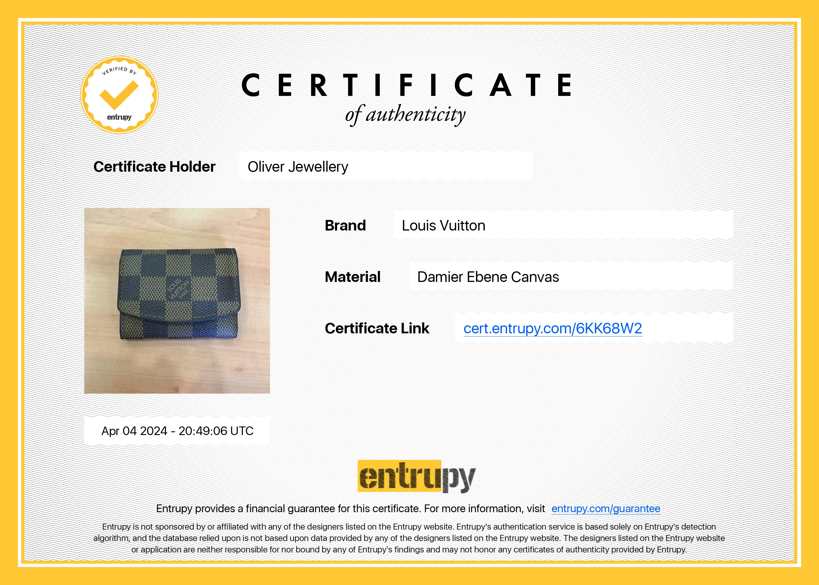 Louis Vuitton Damier Ebene Cufflinks Holder w/ Box - Image 6