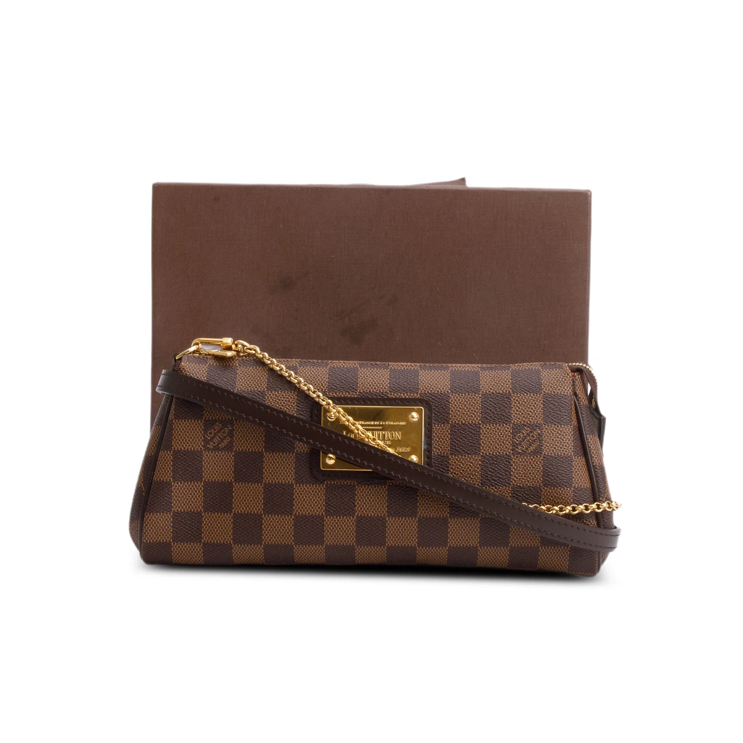 Louis Vuitton Damier Ebene Eva Clutch w/ Box & Straps - Image 3