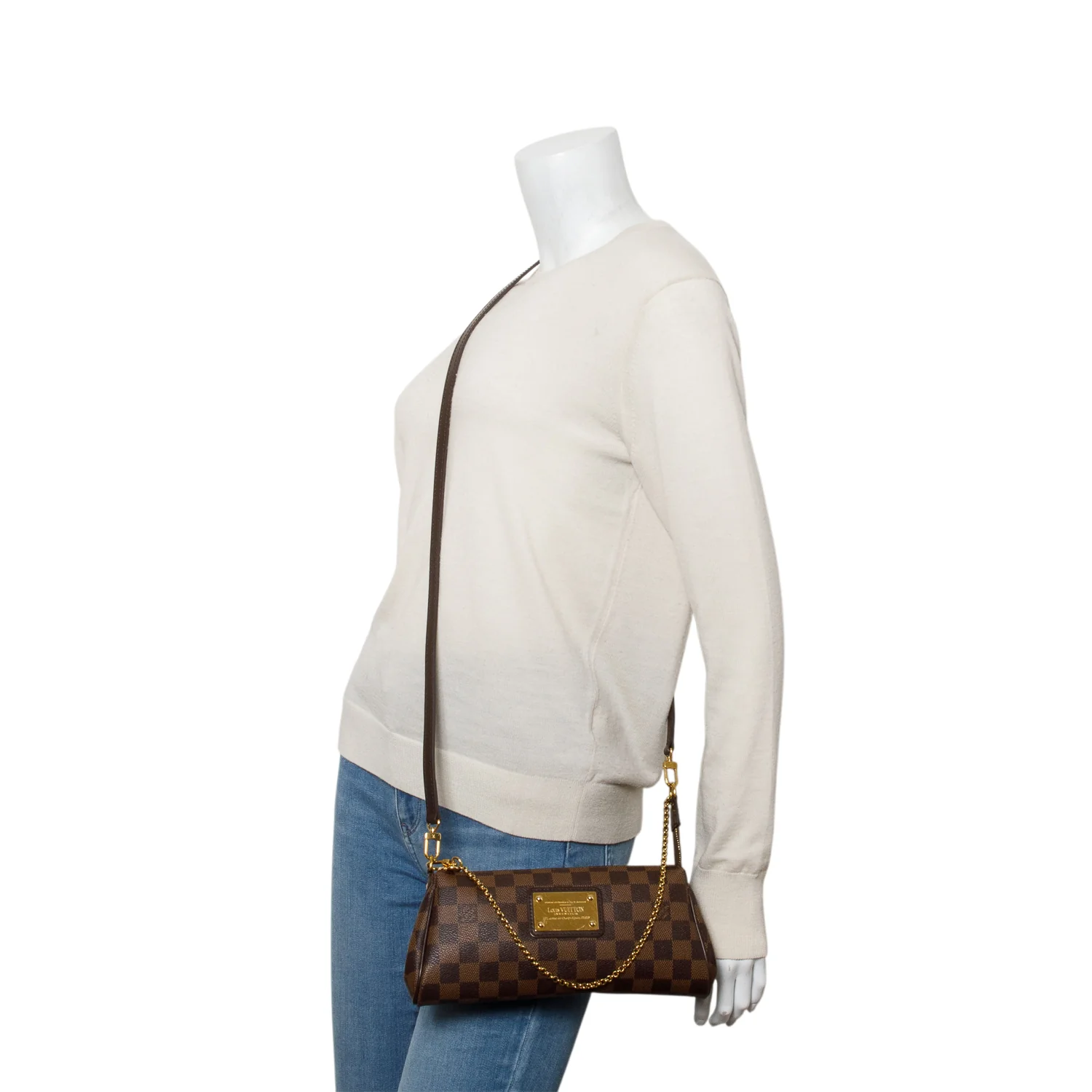 Louis Vuitton Damier Ebene Eva Clutch w/ Box & Straps - Image 2