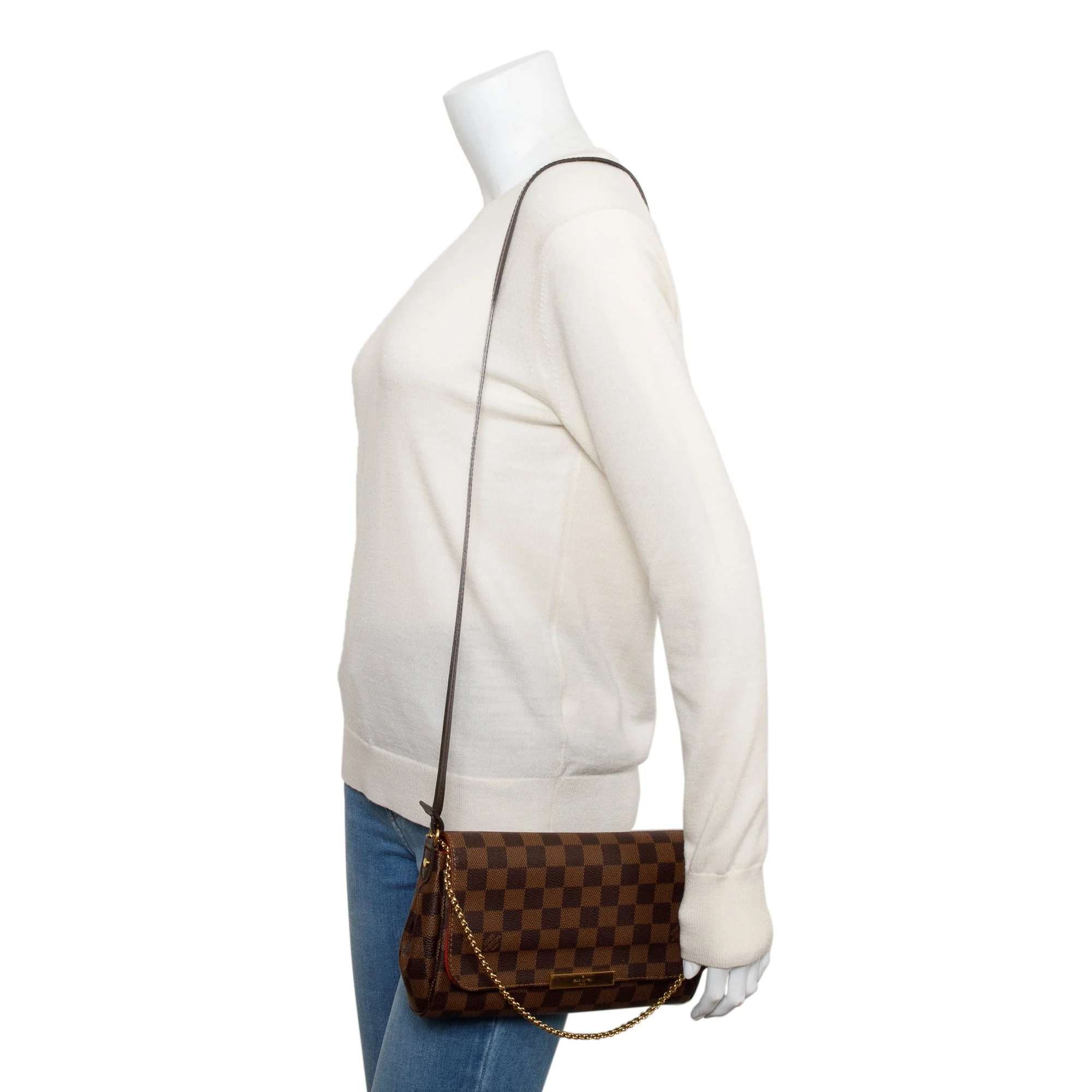 Louis Vuitton Damier Ebene Favorite MM w/ Strap, Receipt & Box - Image 3