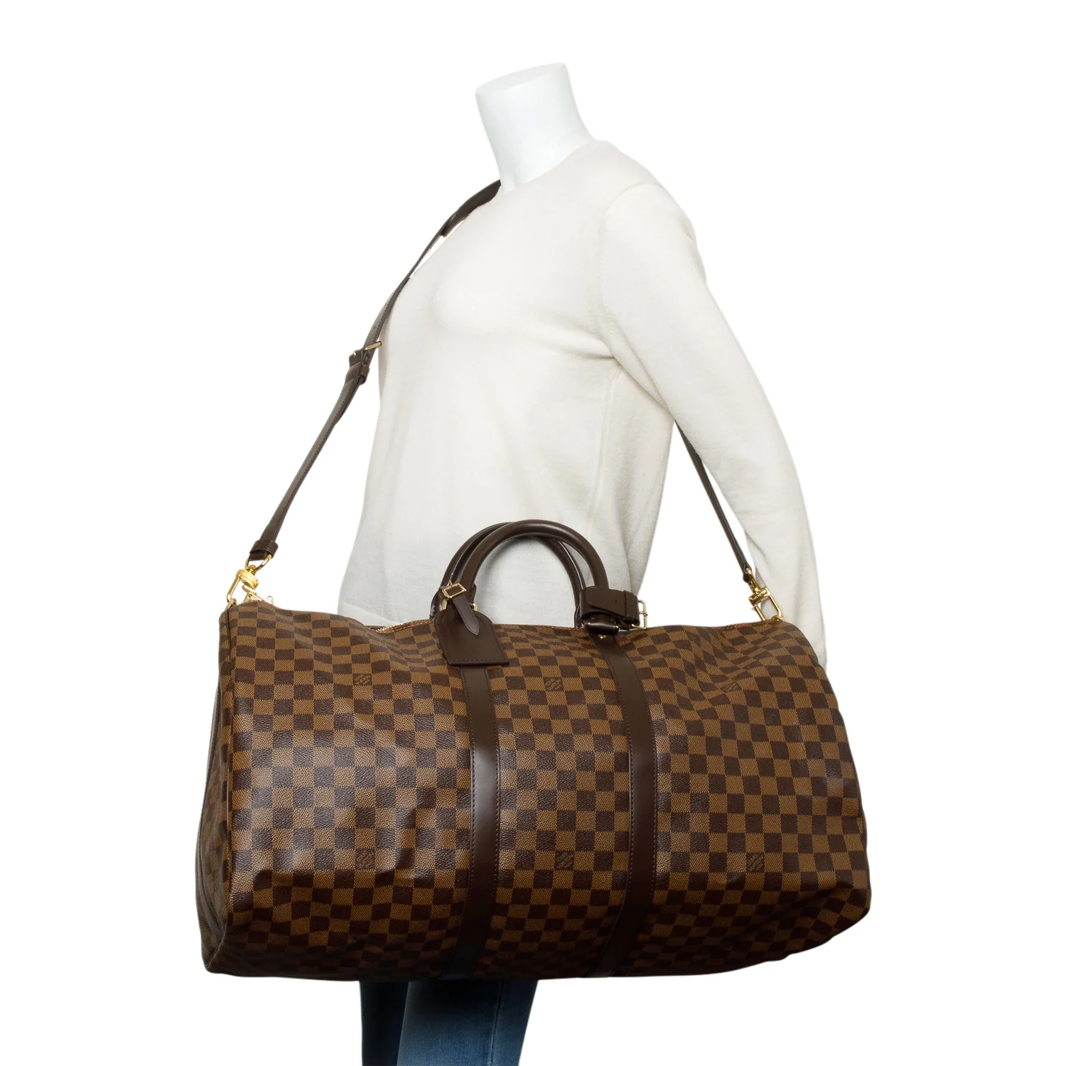 Louis Vuitton Damier Ebene Keepall Bandouliere 55 w/ Strap & Box - Image 8