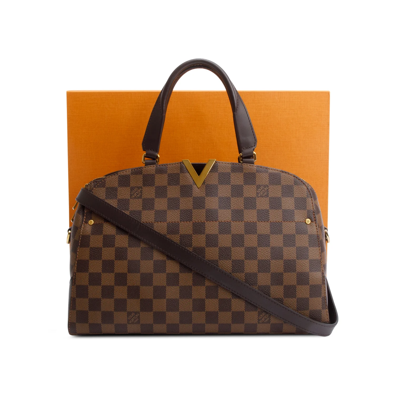 Louis Vuitton Damier Ebene Kensington Bowling Bag w/ Strap, Box & Receipt