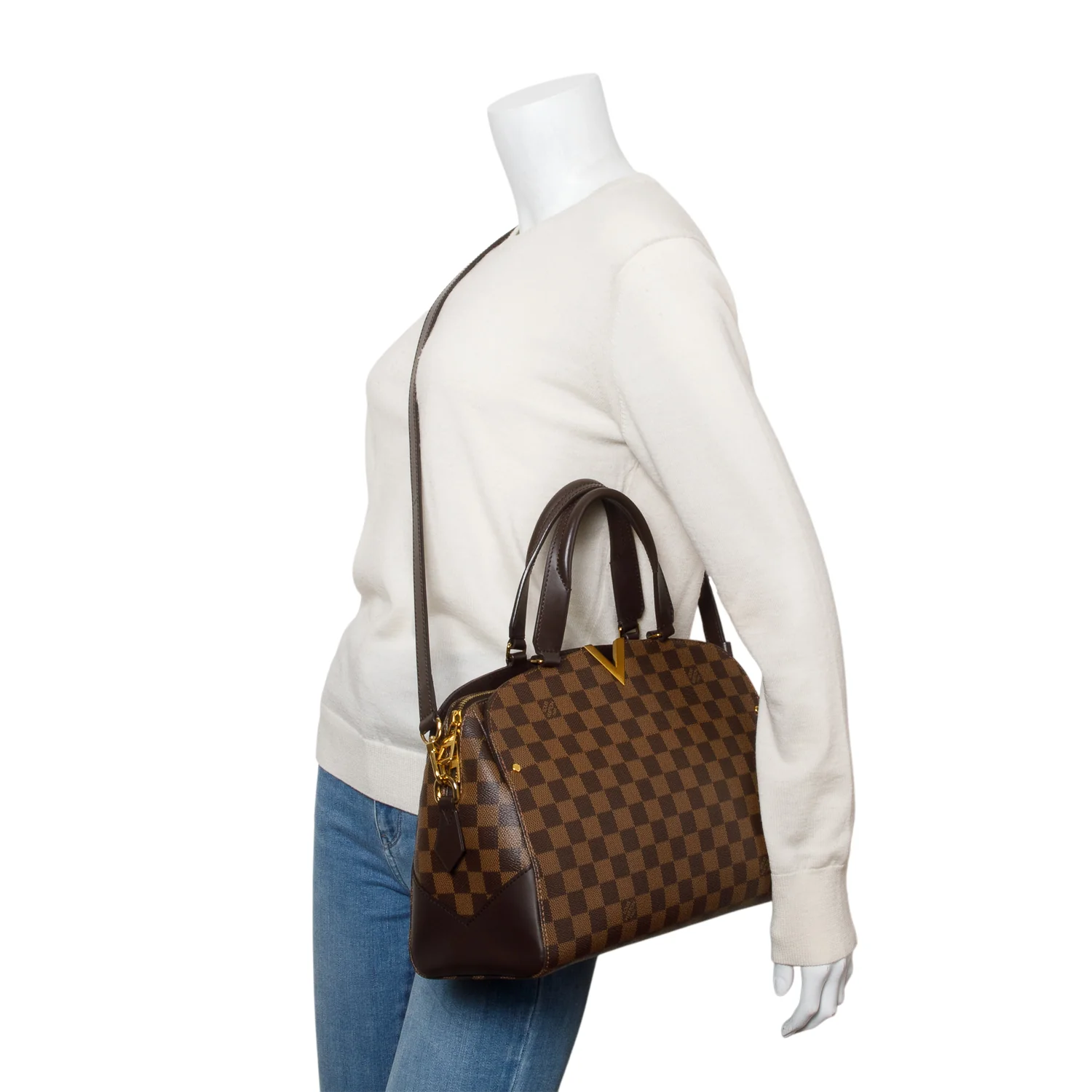 Louis Vuitton Damier Ebene Kensington Bowling Bag w/ Strap, Box & Receipt - Image 8
