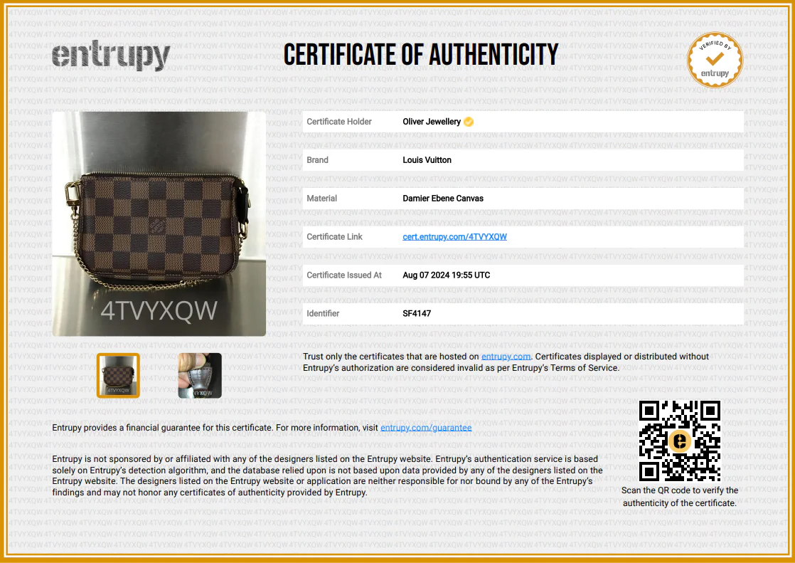 Louis Vuitton Damier Ebene Mini Pochette Accessories w Box & Receipt - Image 8