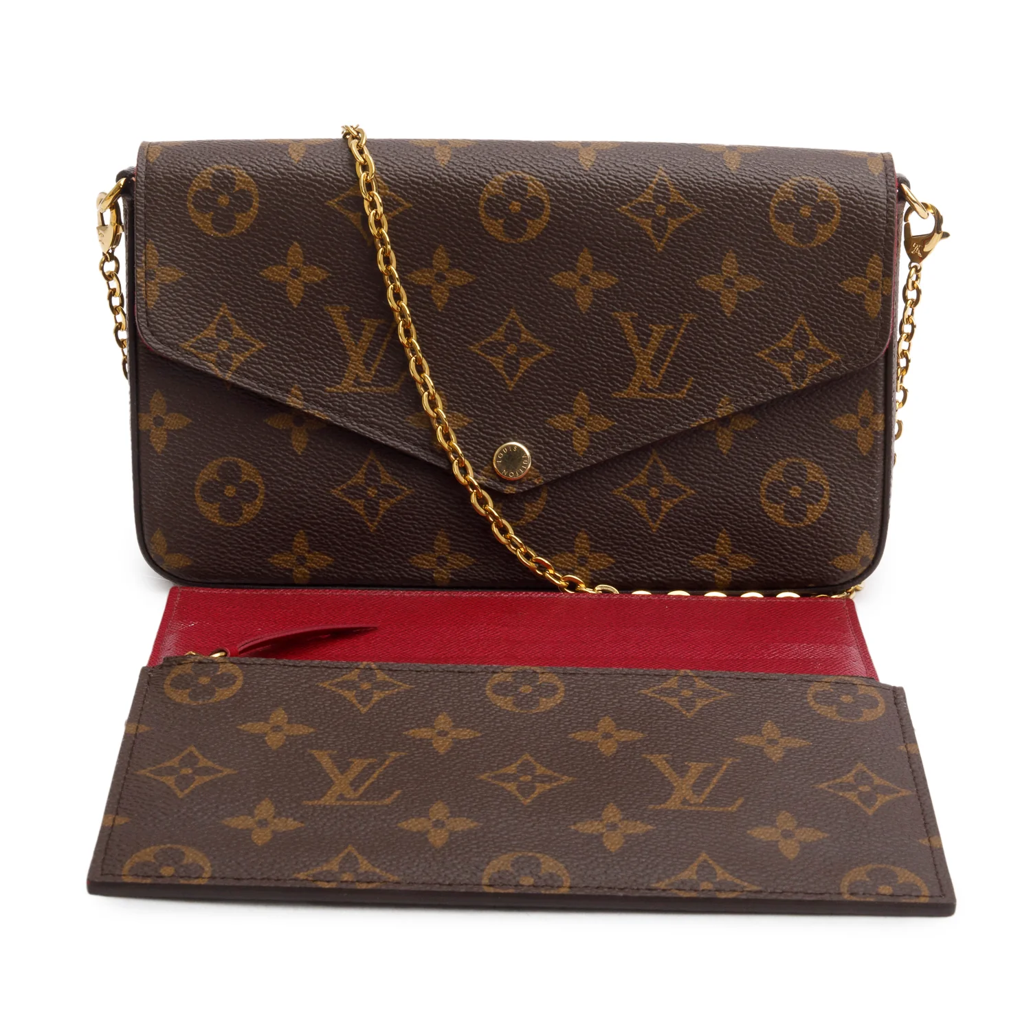 Louis Vuitton Fuschia Monogram Pochette Felicie Wallet on Chain w/ Inserts - Image 3