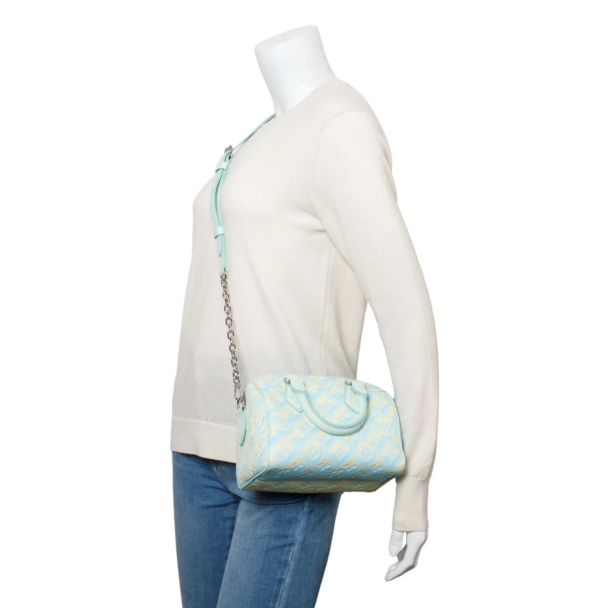 Louis Vuitton Green Tie-Dye Empreinte Monogram Summer Stardust Speedy Bandouliere 20 w/ Strap - Image 9