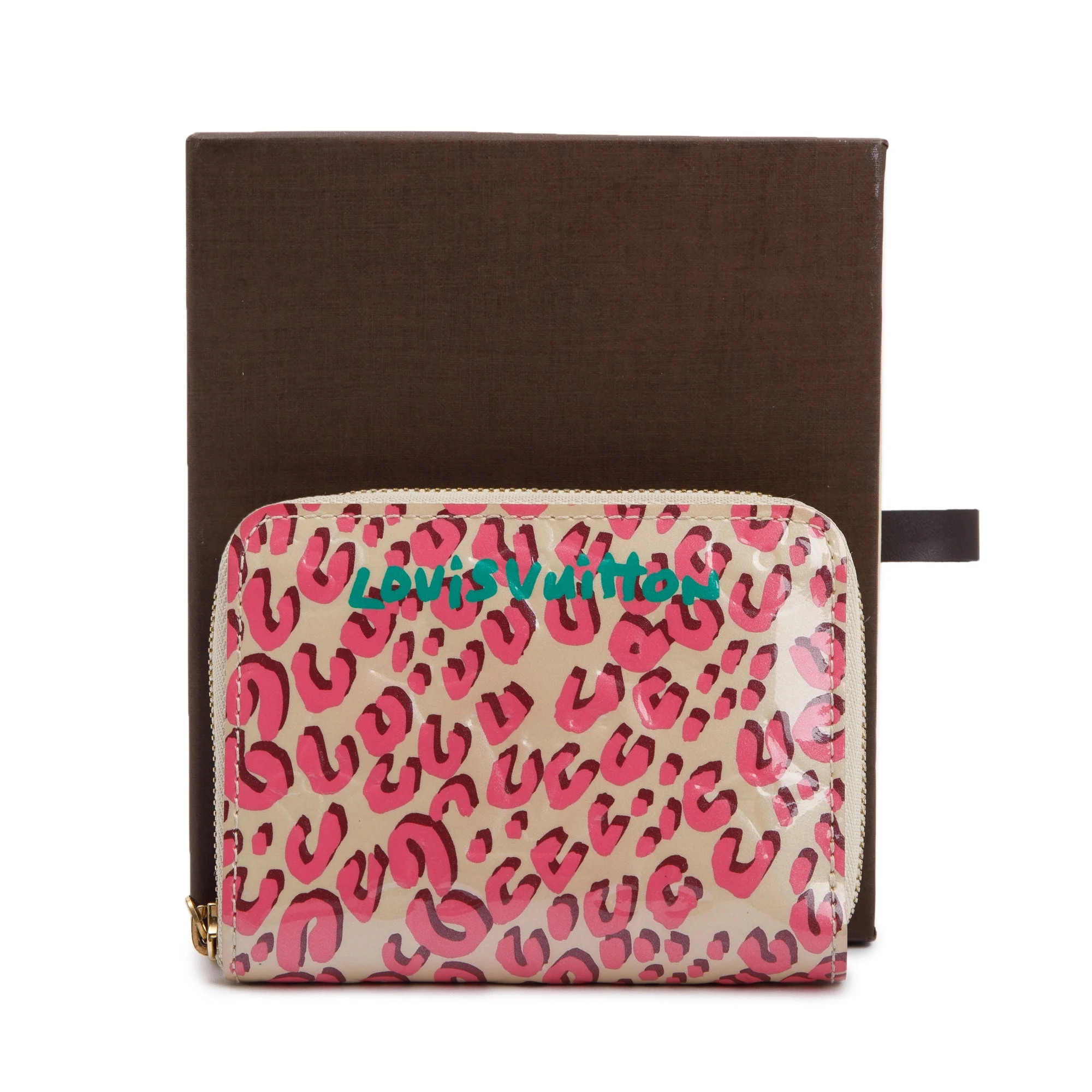 Louis Vuitton Limited Edition Blanc Corail Monogram Vernis Leopard Zippy Coin Purse w/ Box - Image 2