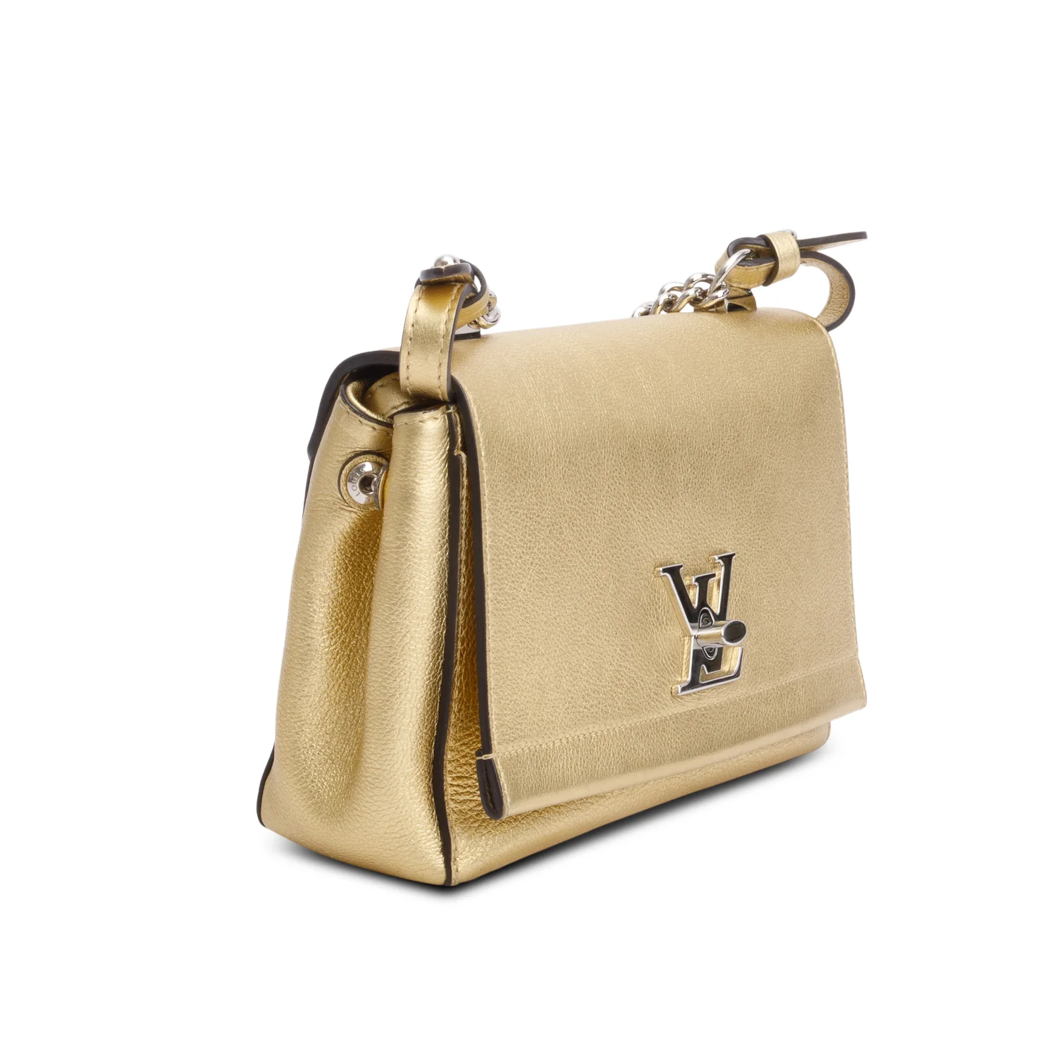 Louis Vuitton Metallic Gold Taurillon Leather LockMe II BB Chain Bag - Image 4