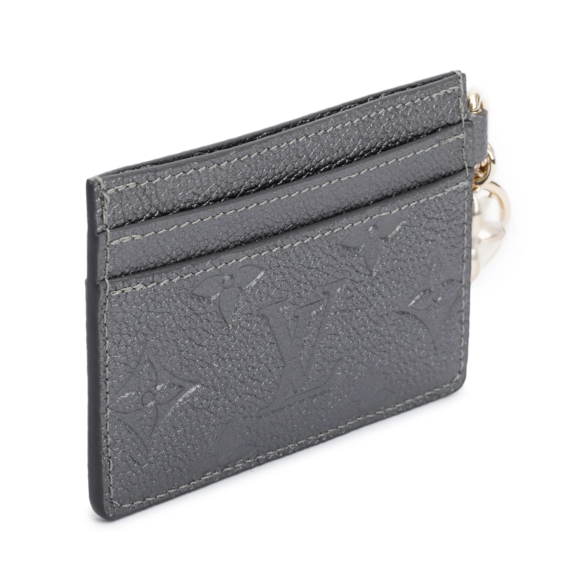 Louis Vuitton Metallic Grey Monogram Empreinte LV Charms Card Holder - Image 4