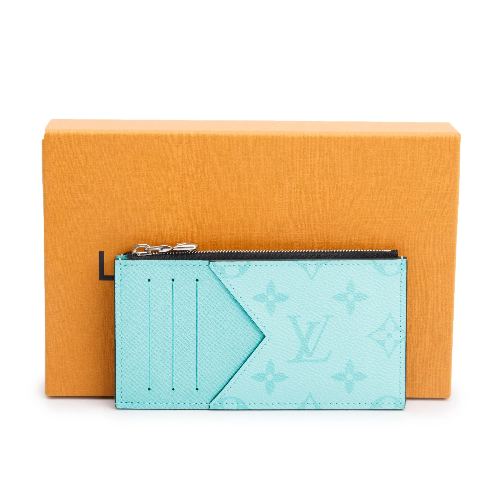 Louis Vuitton Miami Green Monogram & Taigarama Leather Coin Card Holder w/ Box - Image 2
