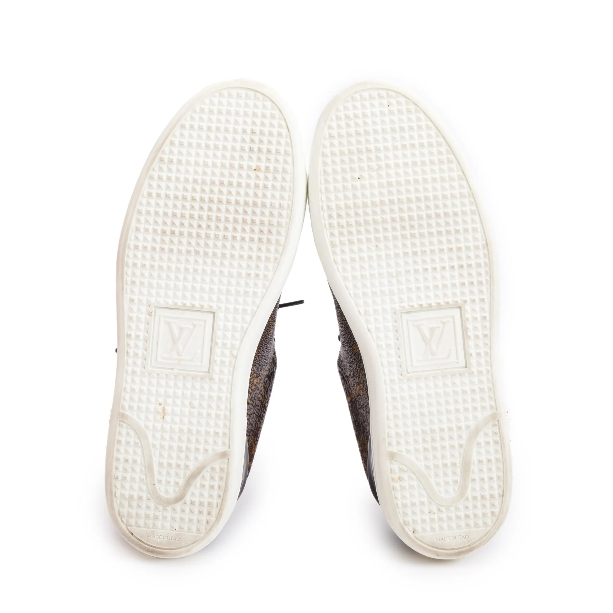 Louis Vuitton Monogram Canvas Black Patent Leather Frontrow Sneakers, Size 36 w/ Box - Image 7